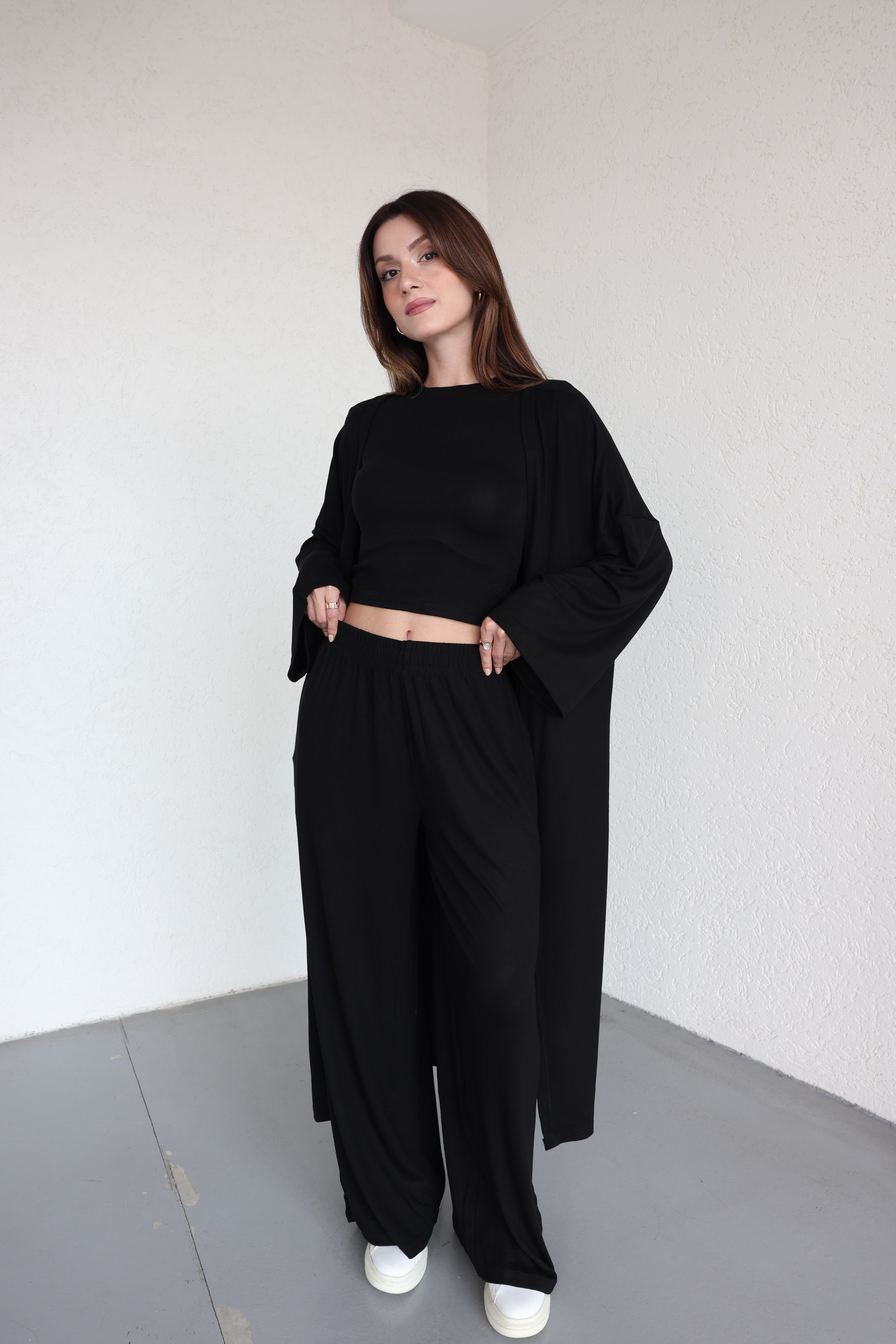 Pantolon TakımKimono 3lü Plazzo Takım
