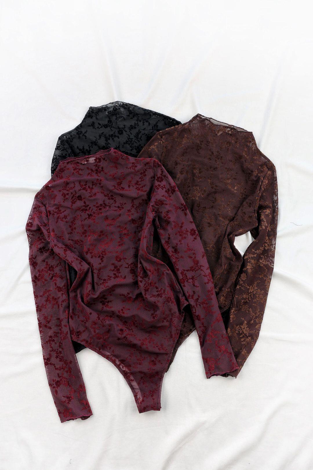 BodysuitFlok Baskılı Bodysuit