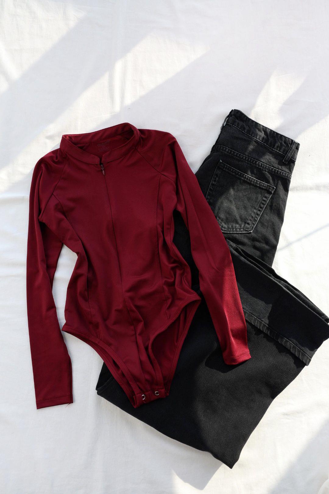 BodysuitHakim Yaka Fermuarlı Bodysuit