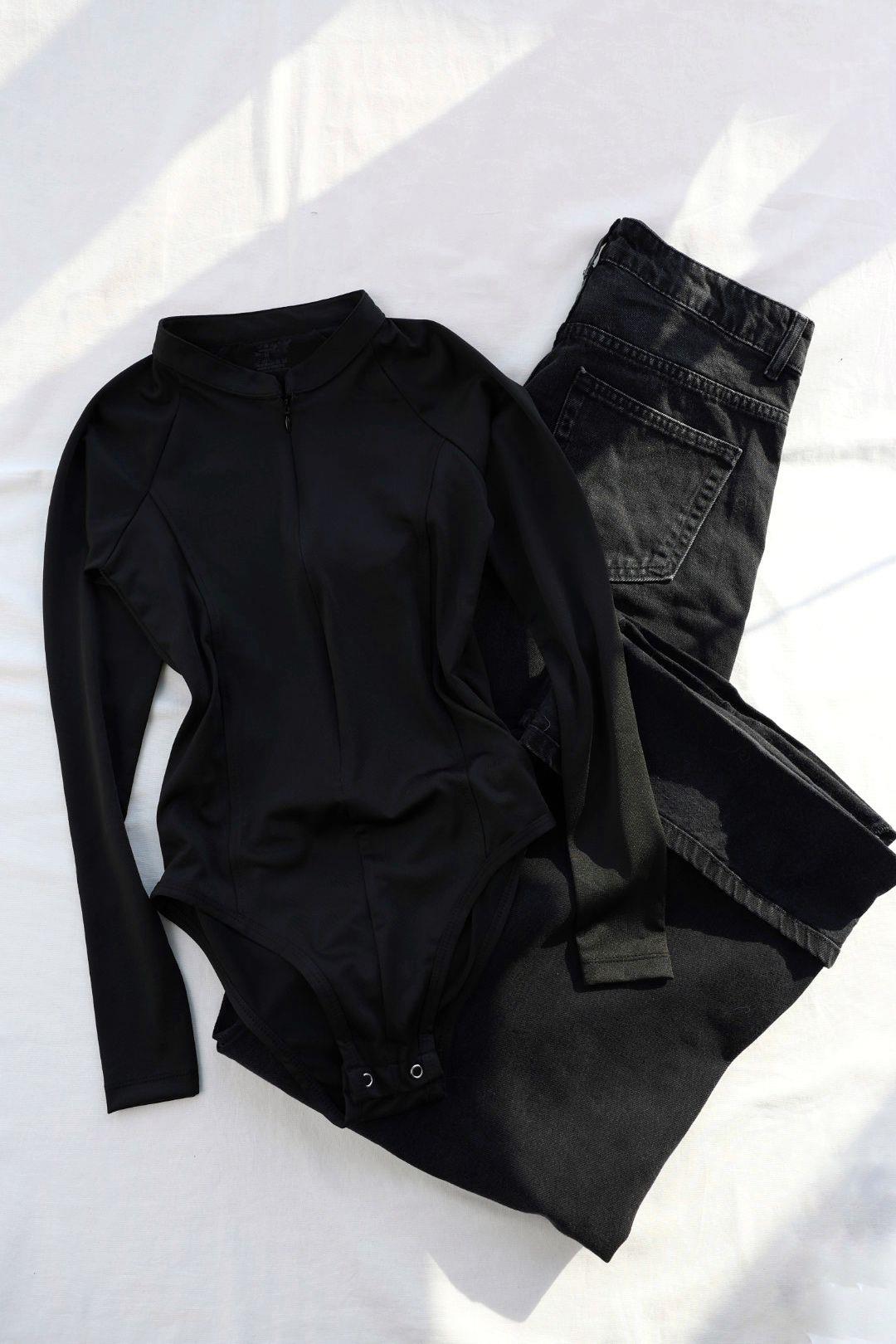 BodysuitHakim Yaka Fermuarlı Bodysuit