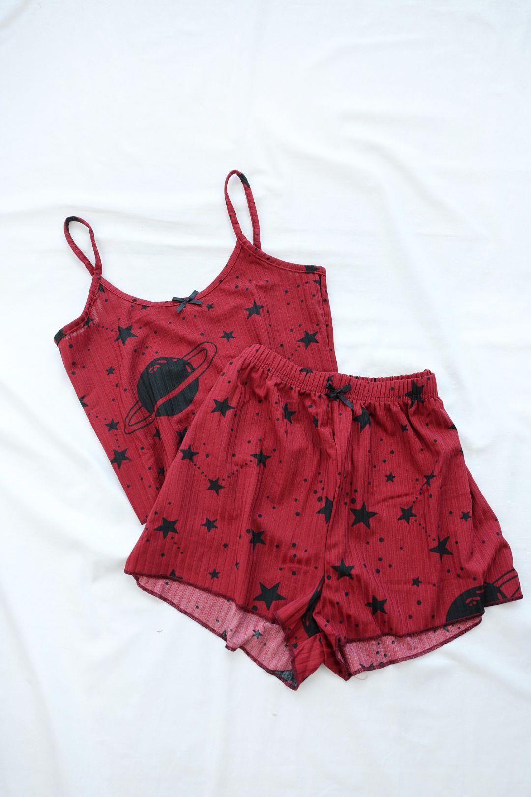 Şort TakımDesenli Askılı Şort Takım