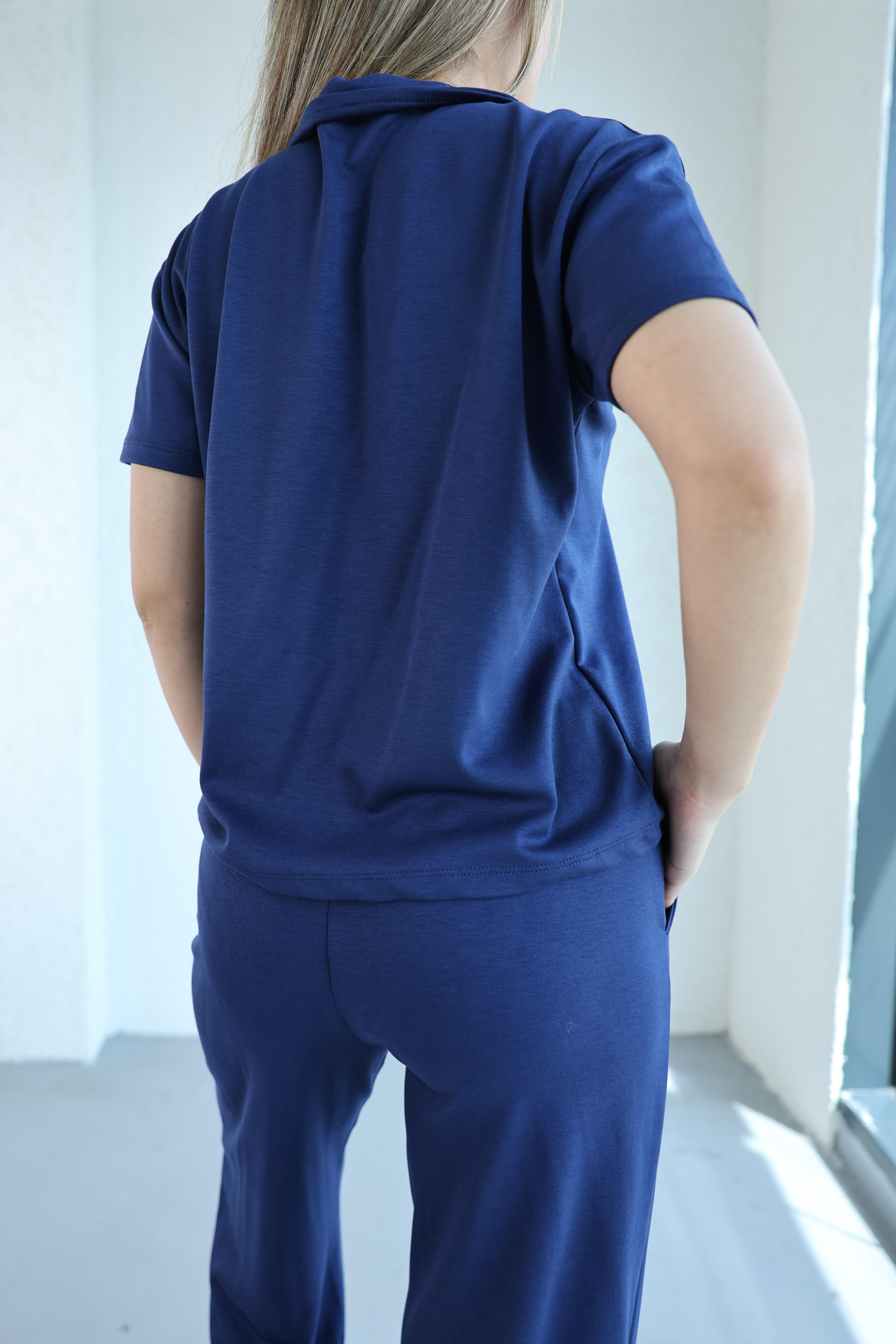 Pantolon TakımPolo Yaka Düğmeli Modal Plazzo Takım
