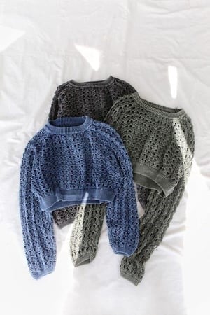 İNDİRİMYıkamalı  Ajurlu Crop Kazak