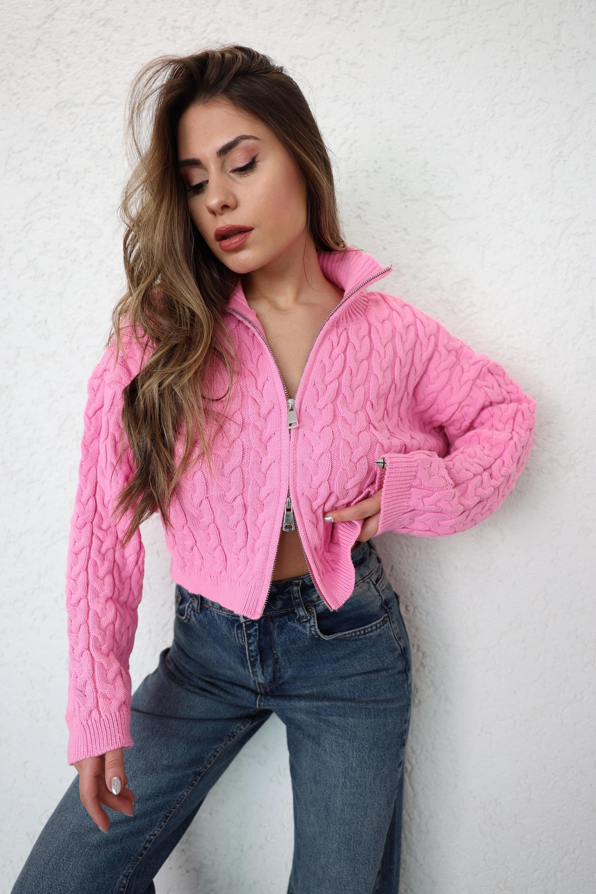 HırkaSaç Örgü Fermuarlı Hırka