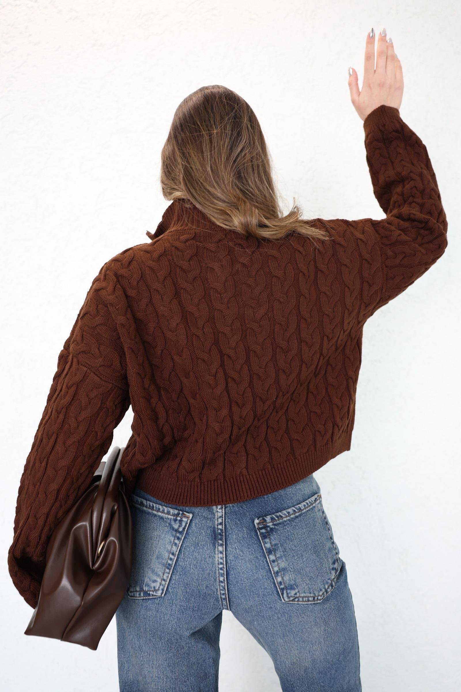 HırkaSaç Örgü Fermuarlı Hırka