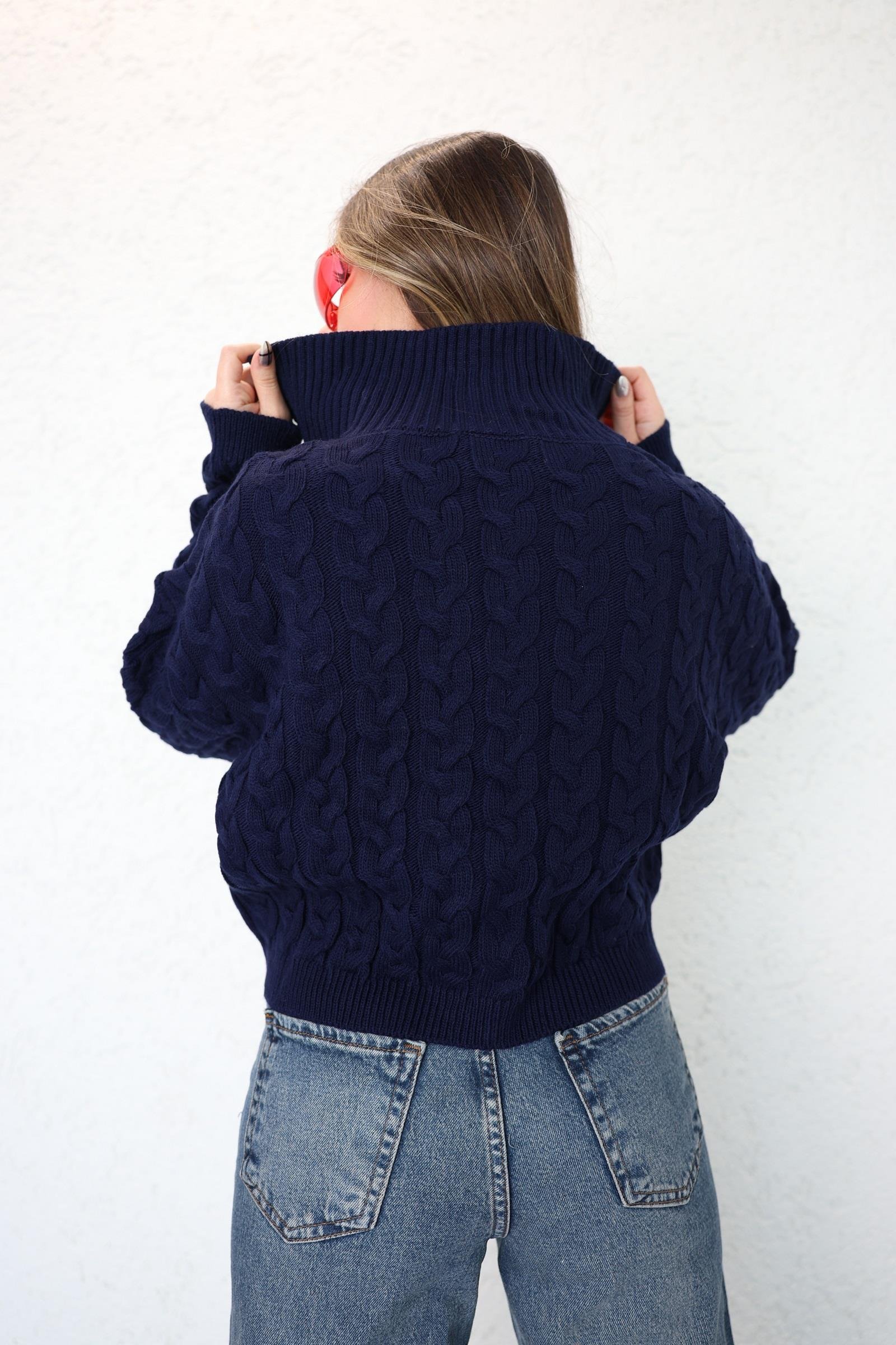 HırkaSaç Örgü Fermuarlı Hırka