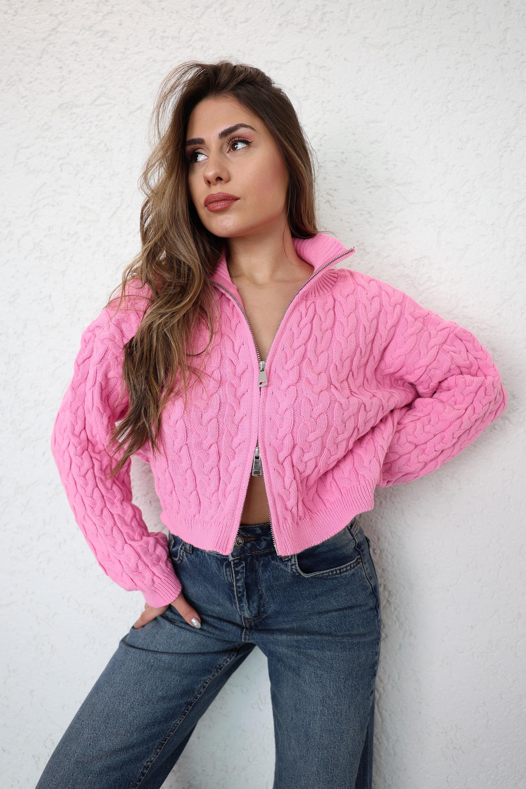 HırkaSaç Örgü Fermuarlı Hırka