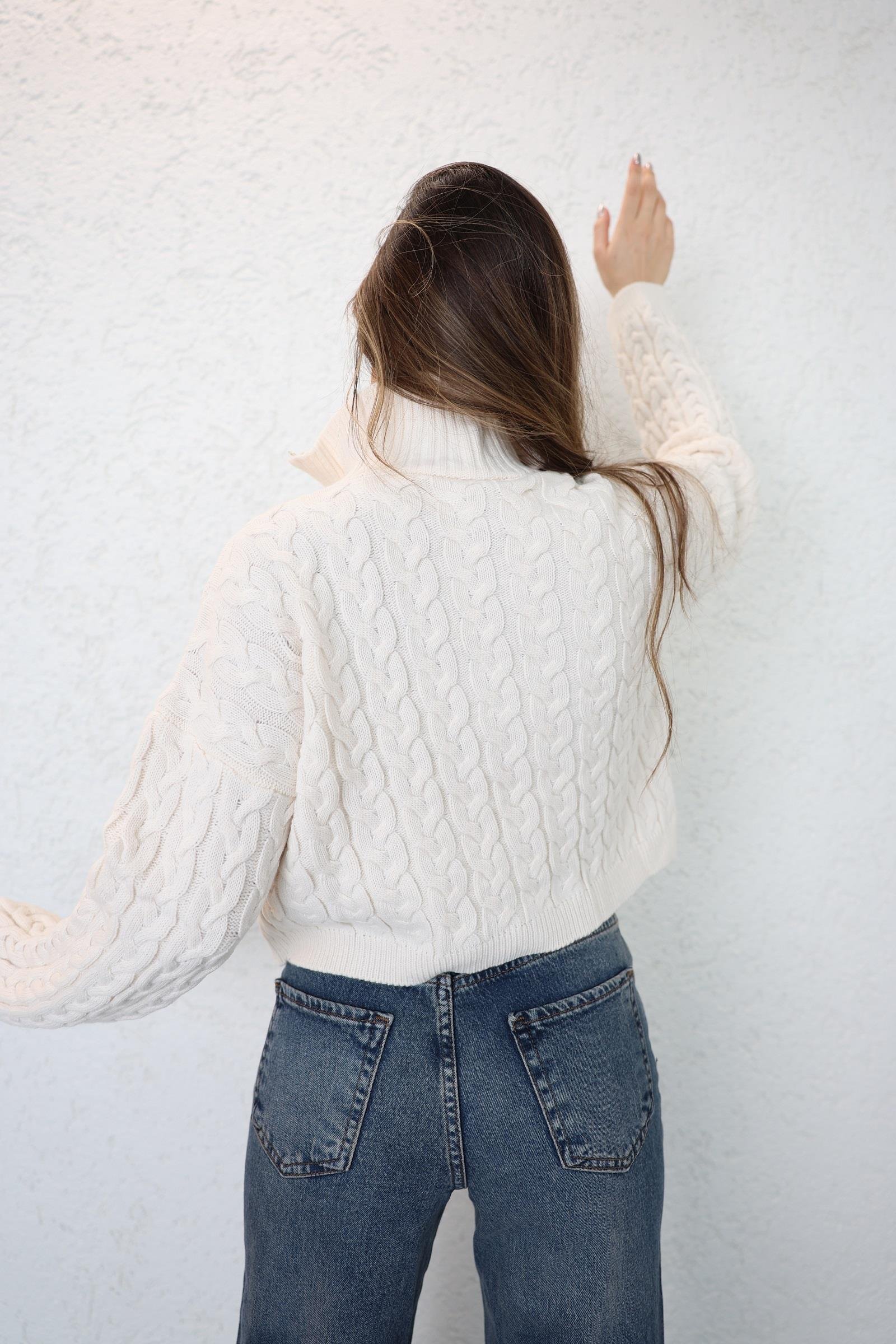 HırkaSaç Örgü Fermuarlı Hırka