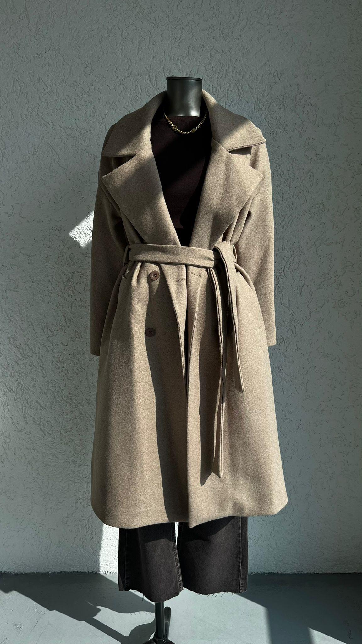 MontUzun Kaşe Kuşaklı Astarlı Kaban