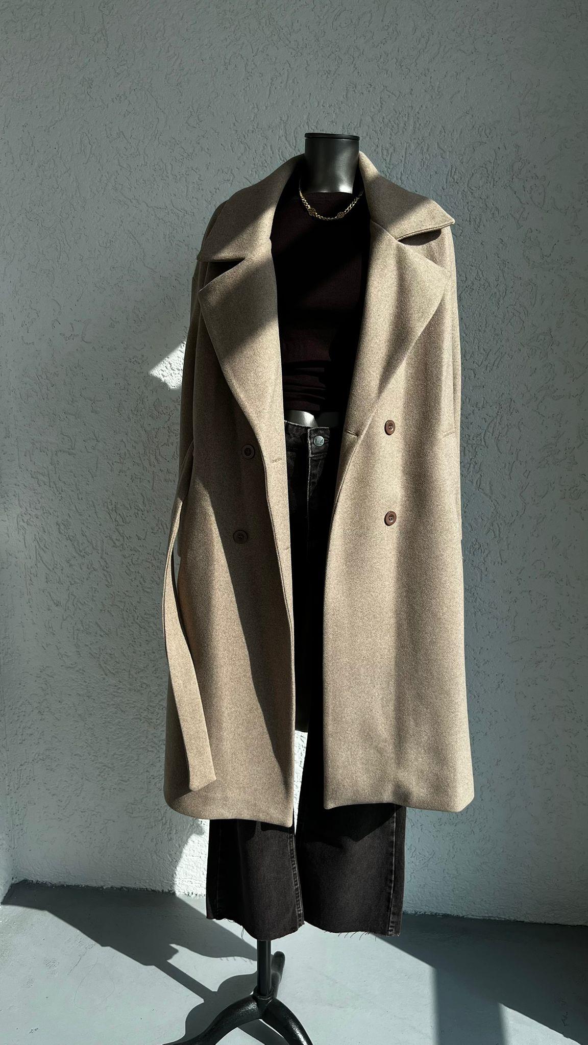 MontUzun Kaşe Kuşaklı Astarlı Kaban