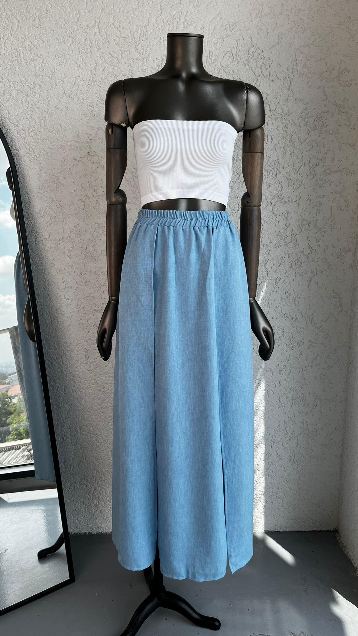 EtekYırtmaçlı Şortlu Uzun Etek