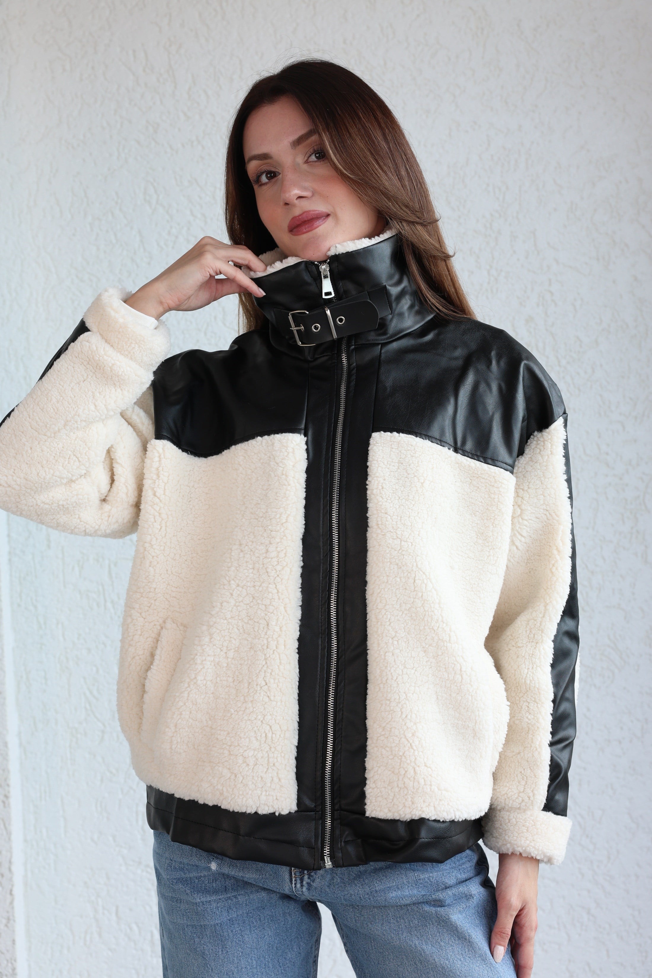 MontDeri Garnili Detaylı Biker Mont