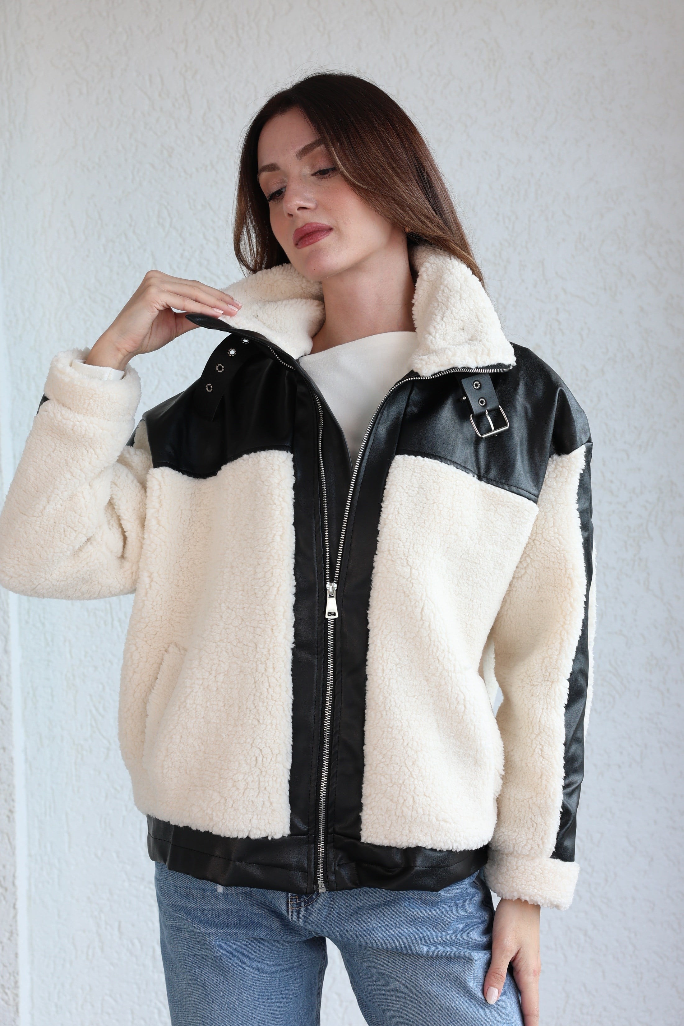 MontDeri Garnili Detaylı Biker Mont