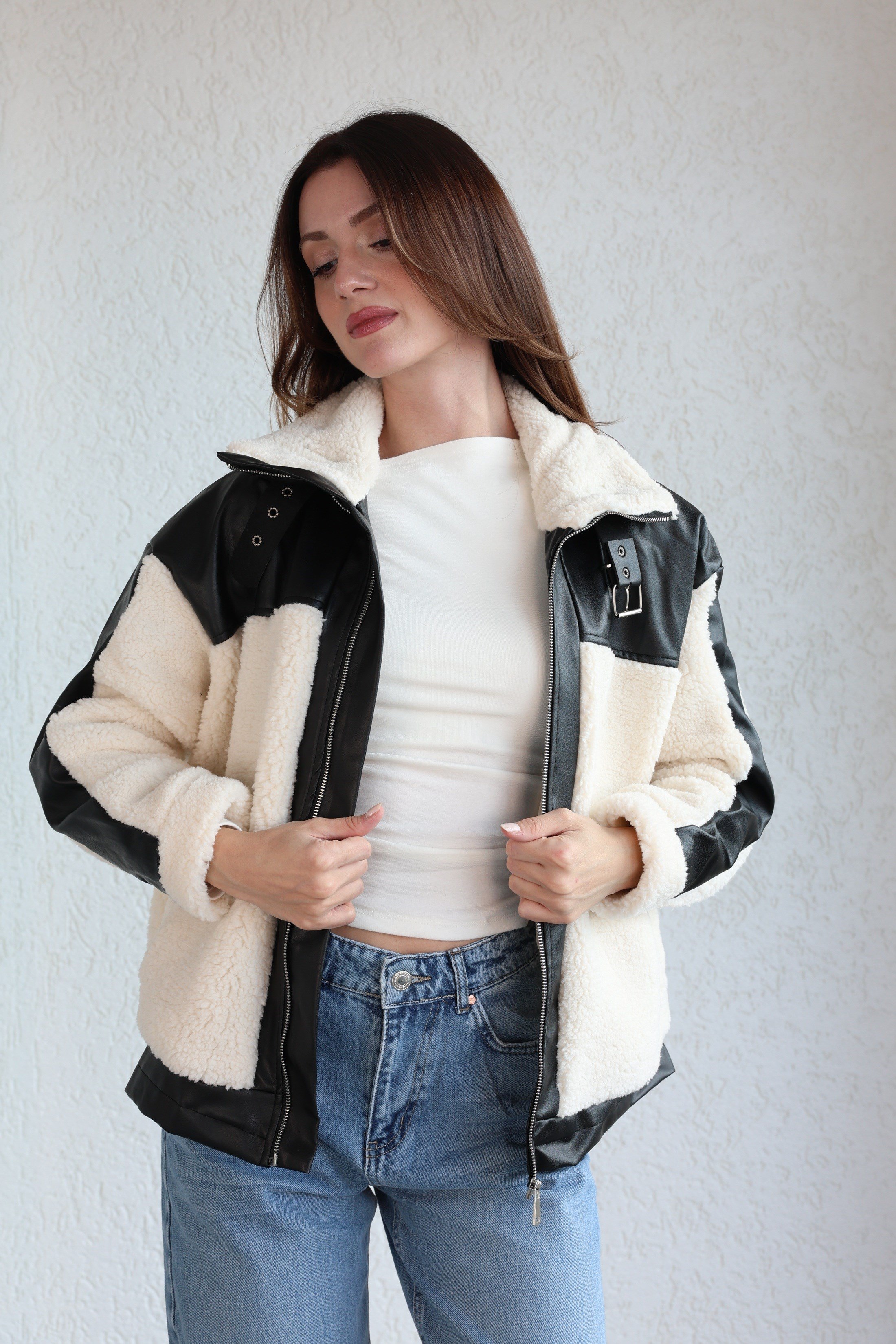 MontDeri Garnili Detaylı Biker Mont