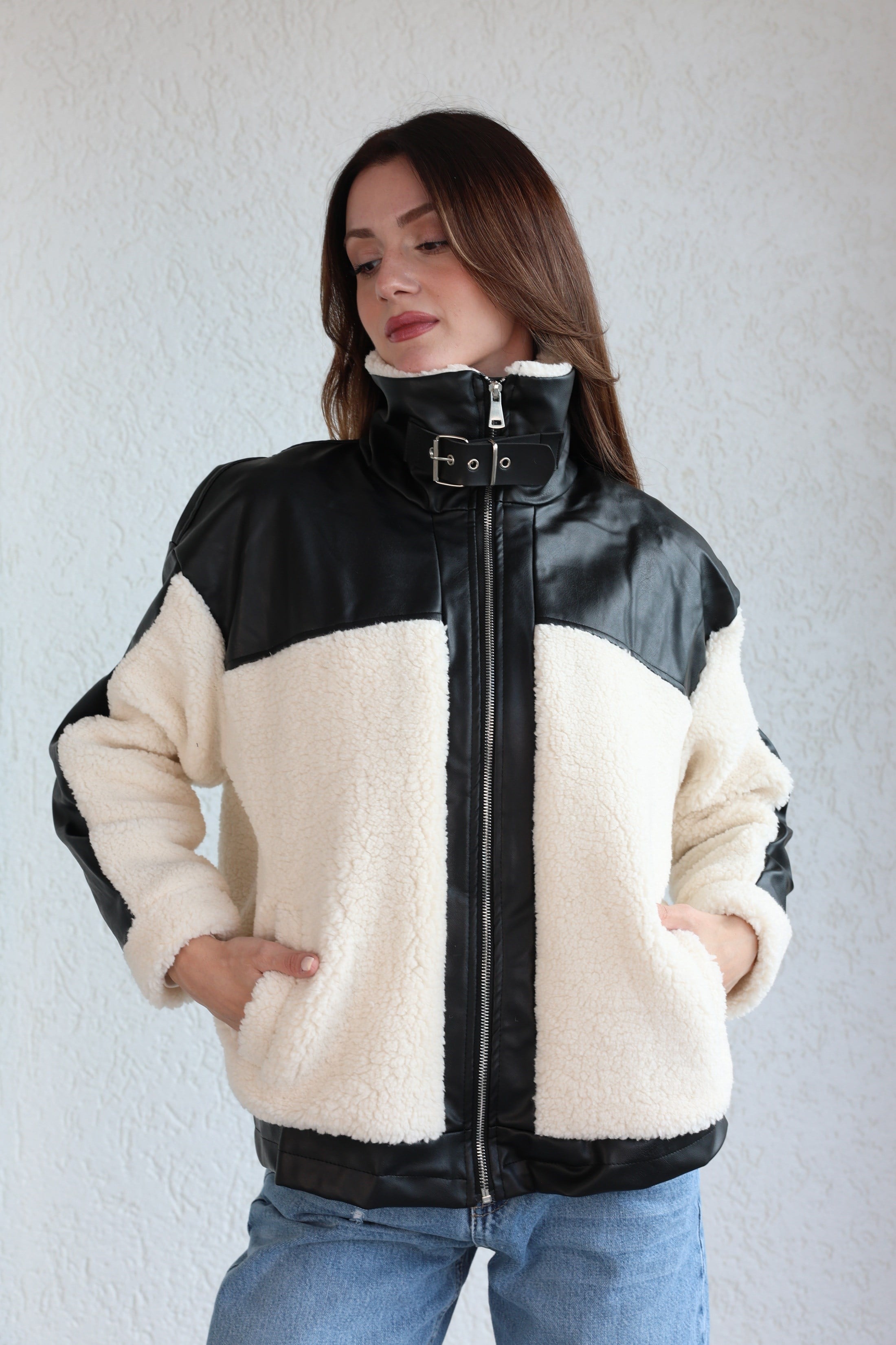 MontDeri Garnili Detaylı Biker Mont