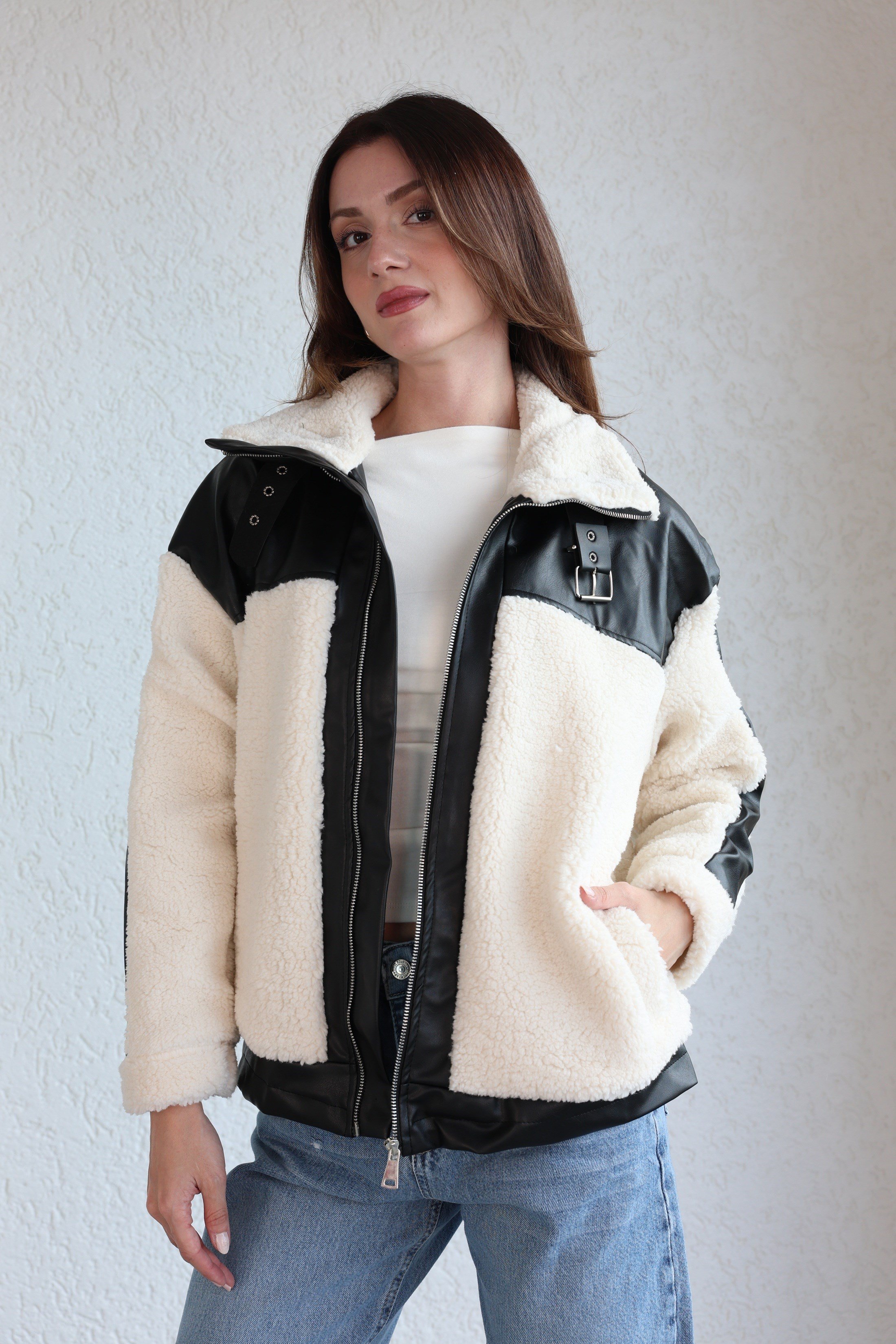 MontDeri Garnili Detaylı Biker Mont
