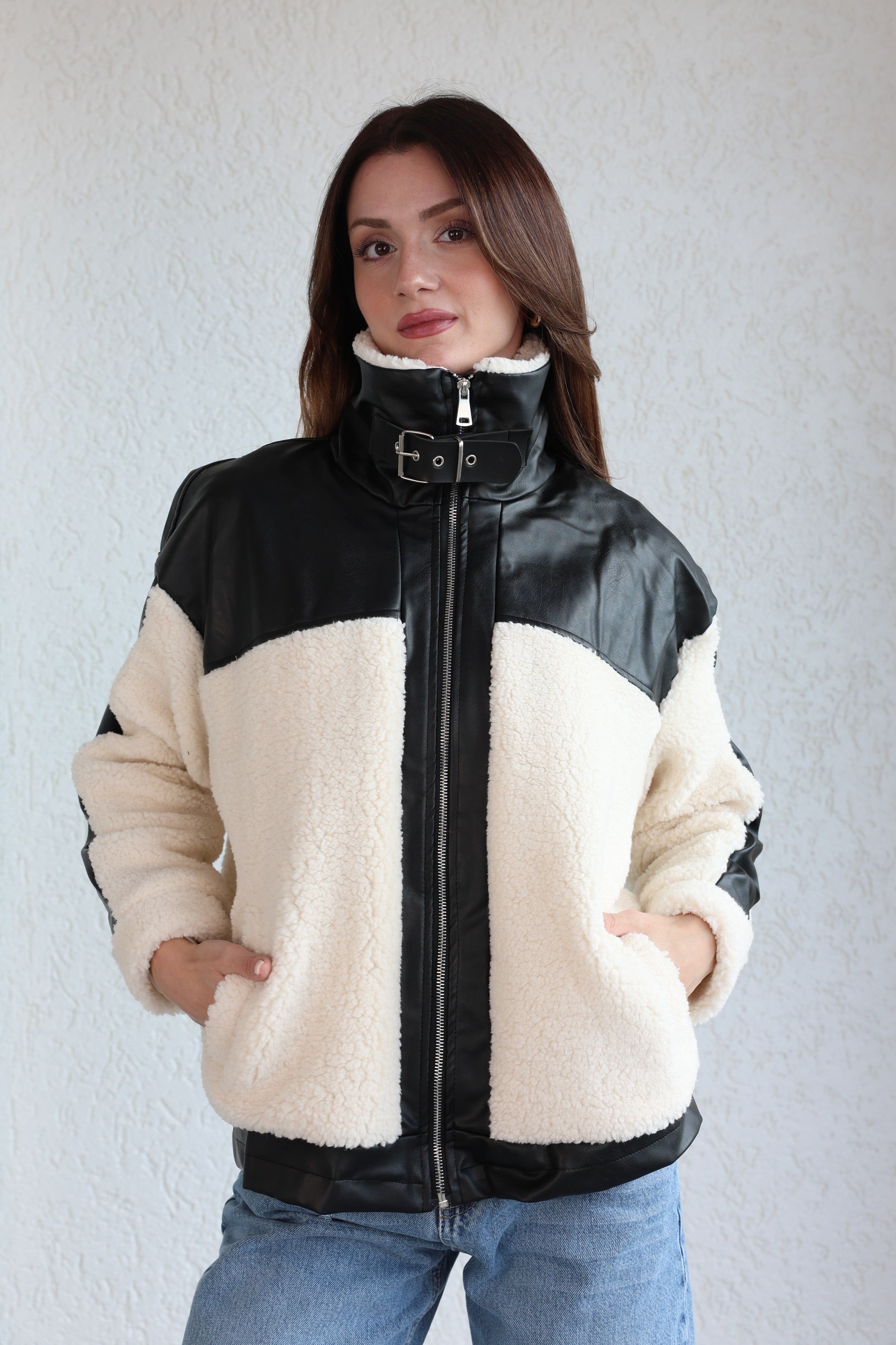 MontDeri Garnili Detaylı Biker Mont