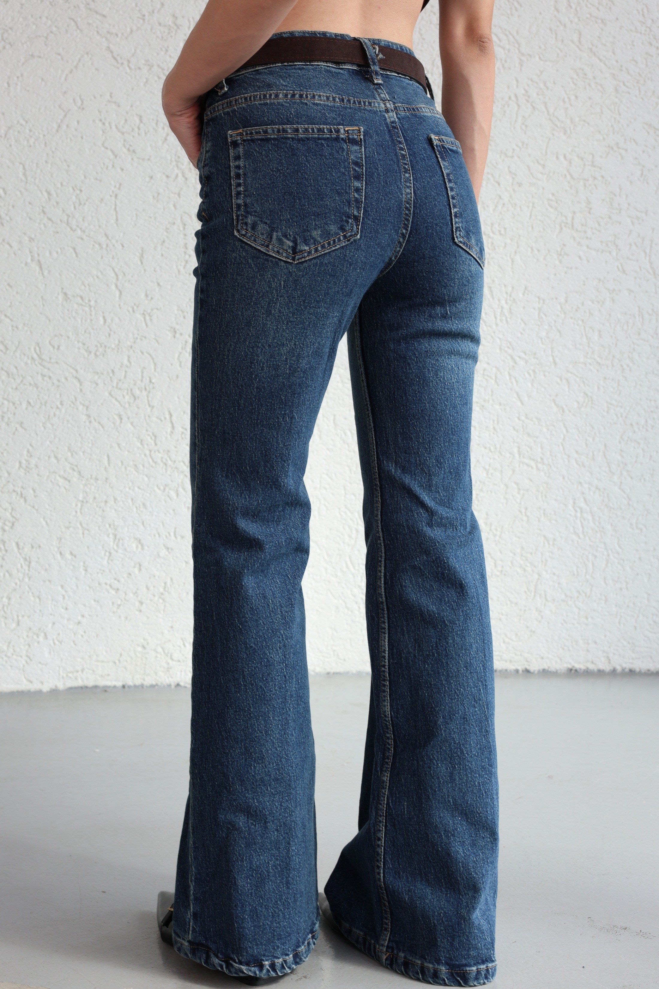 Jean/KotKemerli İspanyol Yüksek Bel Jean