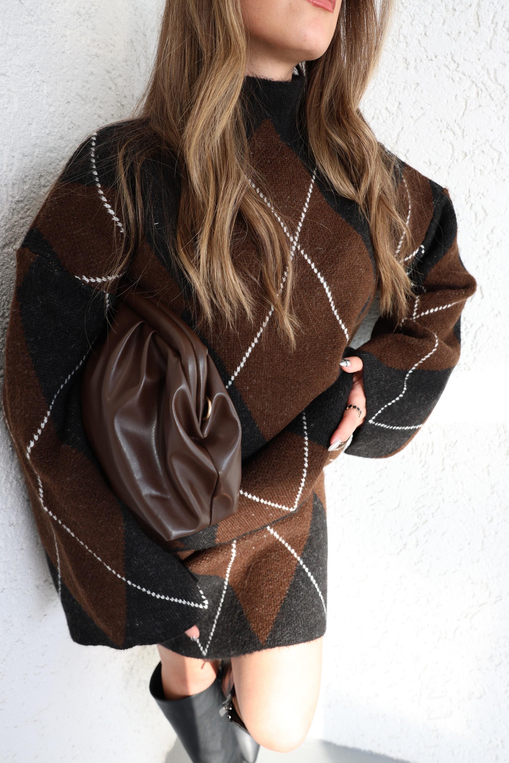 Etekli TakımBaklava Desen Kazak Etek Takım