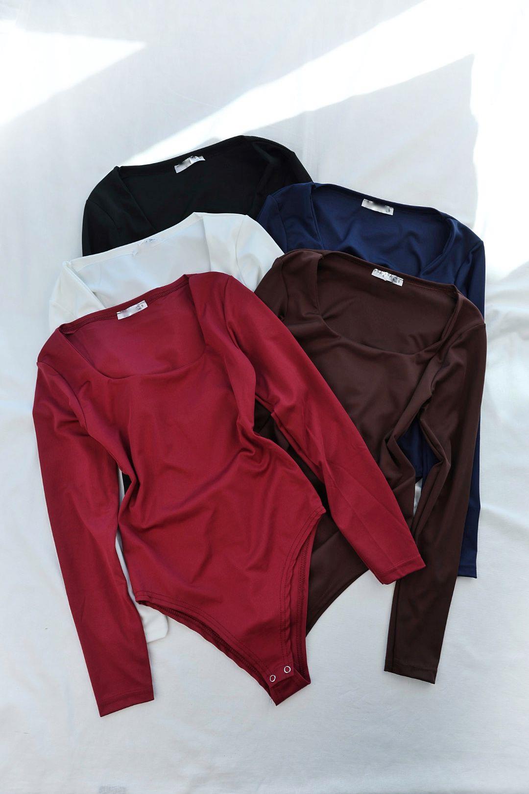 BodysuitUzun Kol Kare Yaka Zıbın