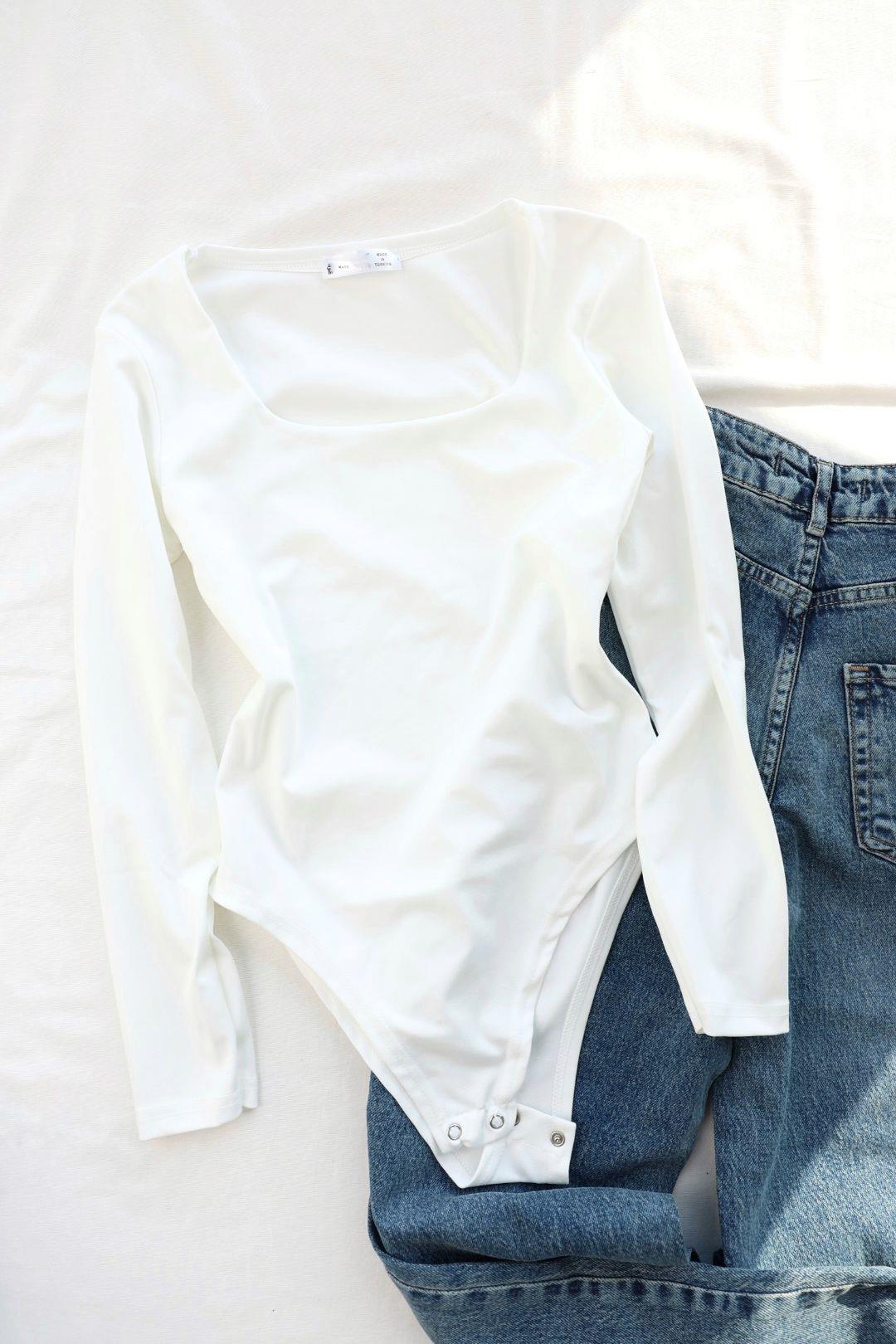 BodysuitUzun Kol Kare Yaka Zıbın