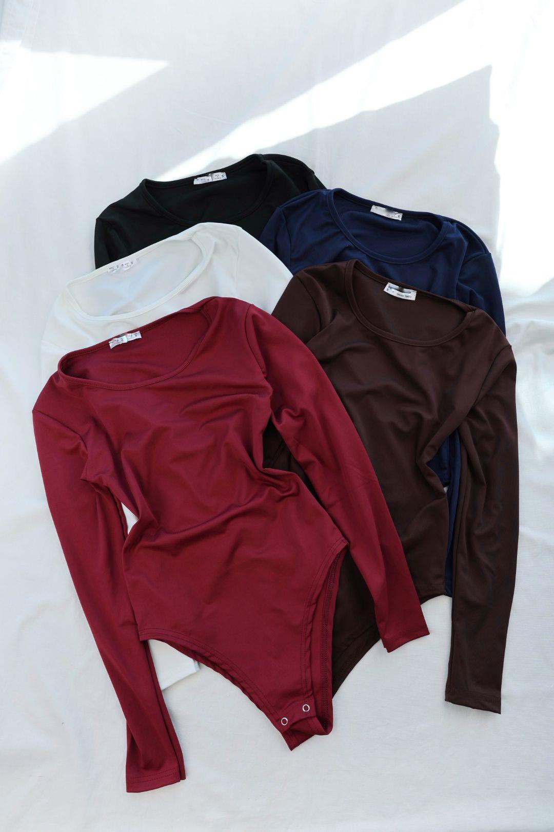 BodysuitBisiklet Yaka Uzun Kol Zıbın