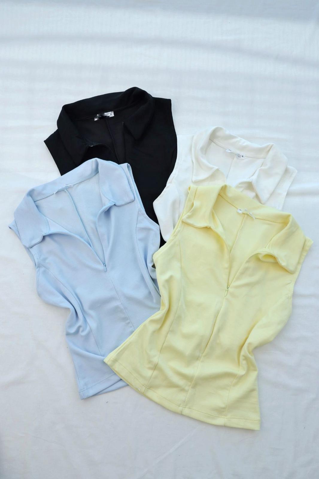 BluzFermuarlı Yakalı Modal Bluz