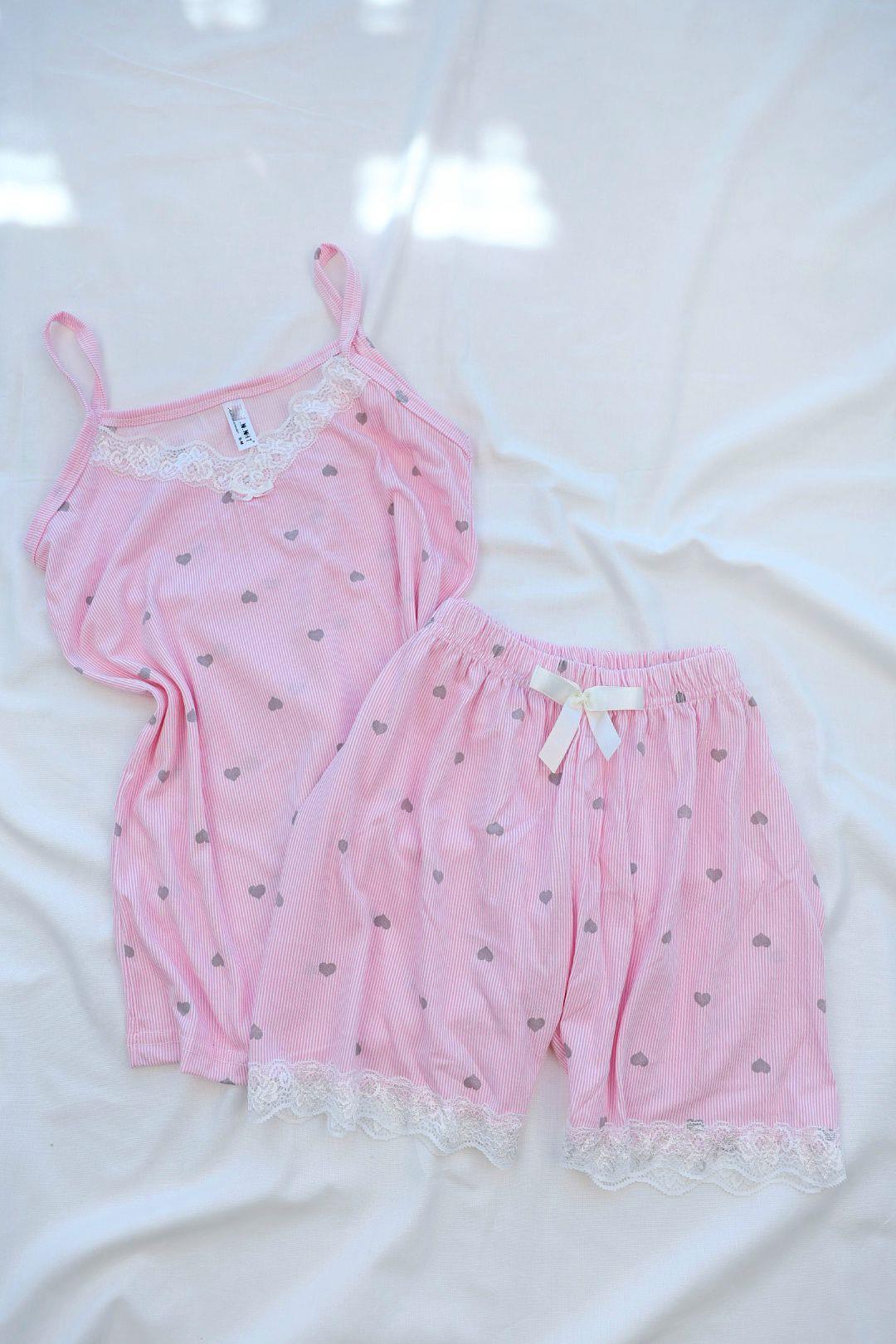 Pijama TakımAskılı Dantelli Şort Takım