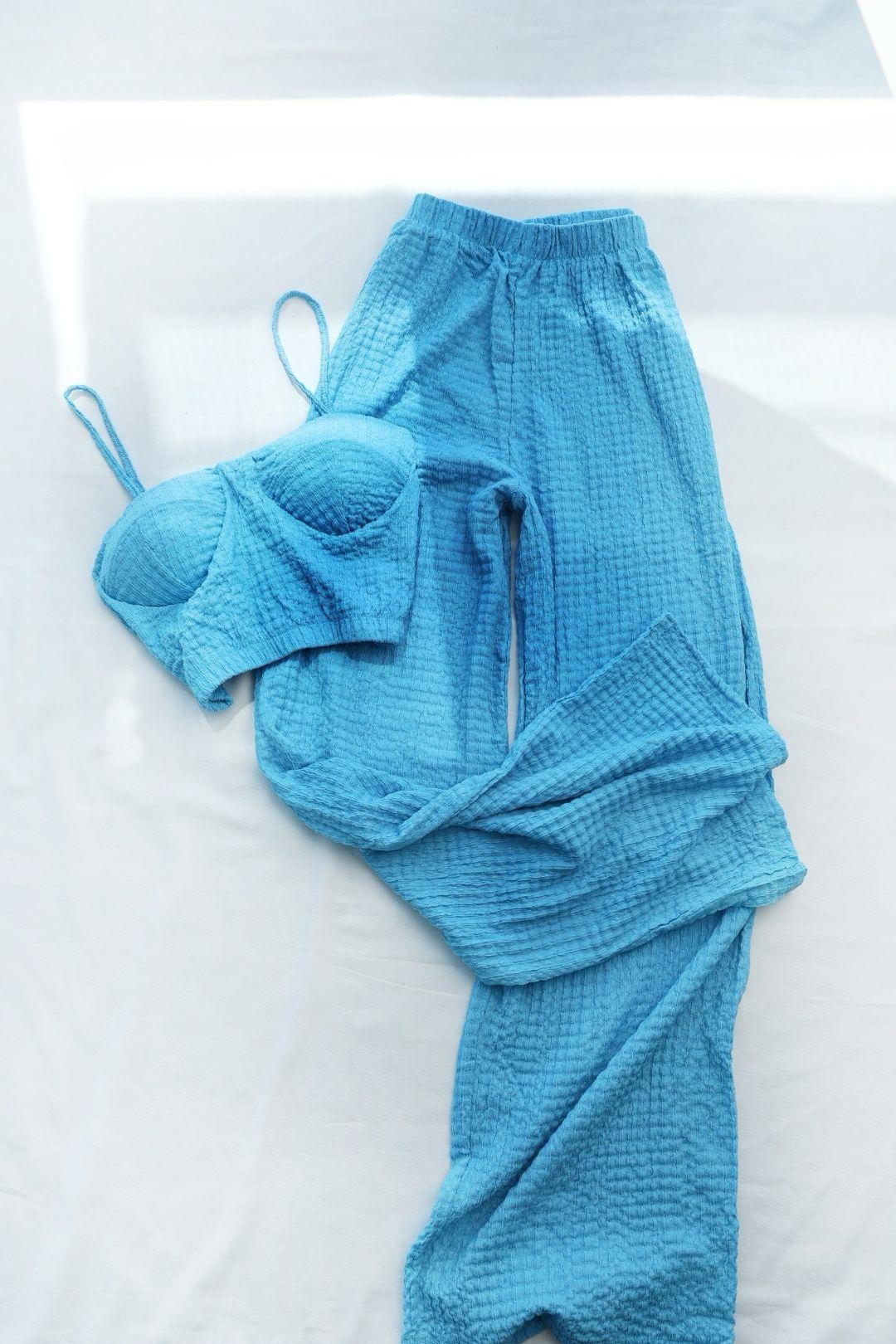 Pantolon Takımİthal Gloplu Crop Pantolon Takım