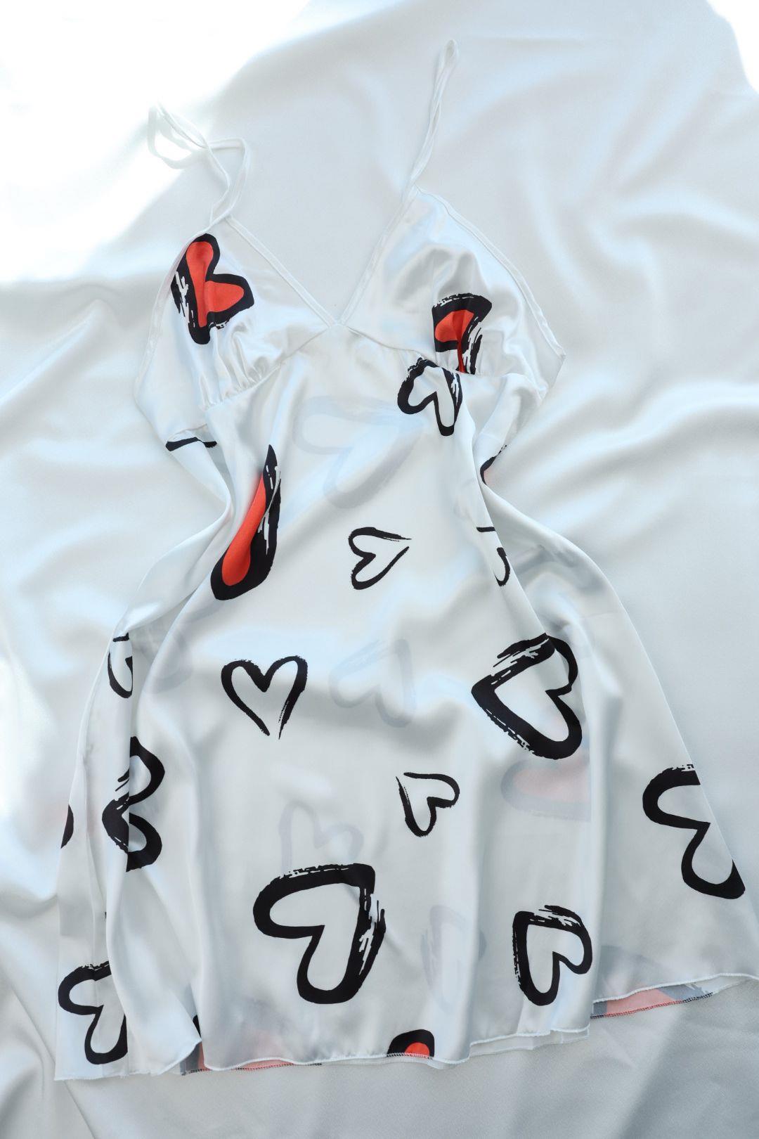 GecelikAskılı Desenli Saten Gecelik