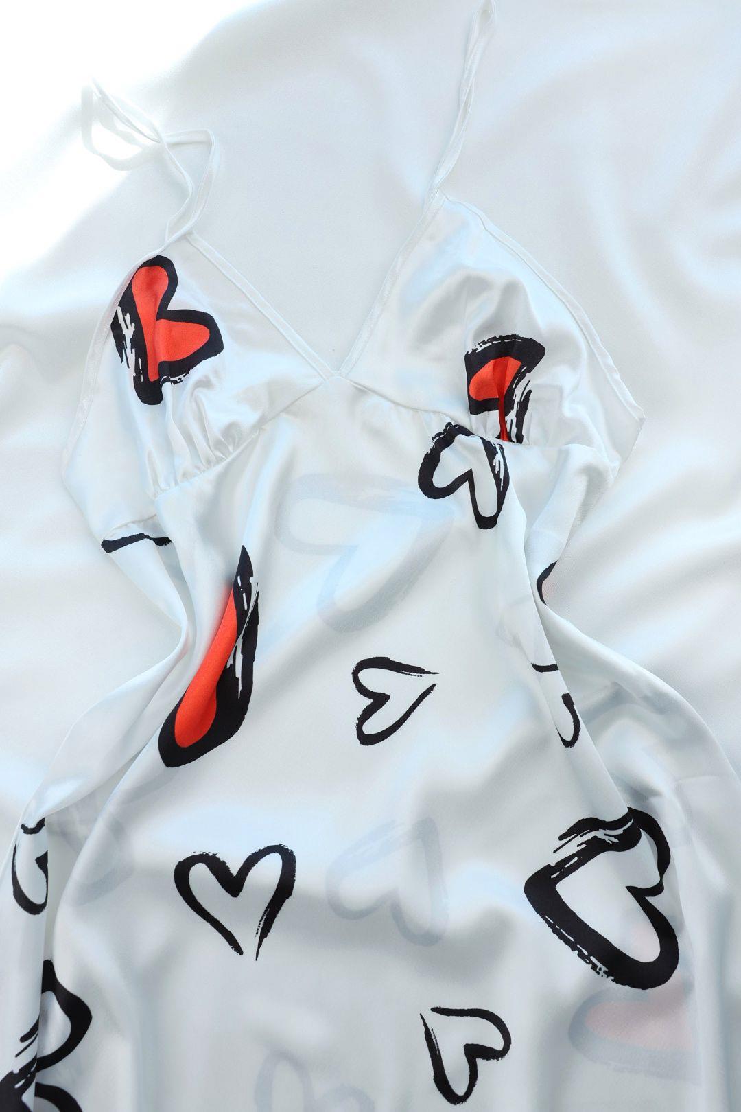 GecelikAskılı Desenli Saten Gecelik