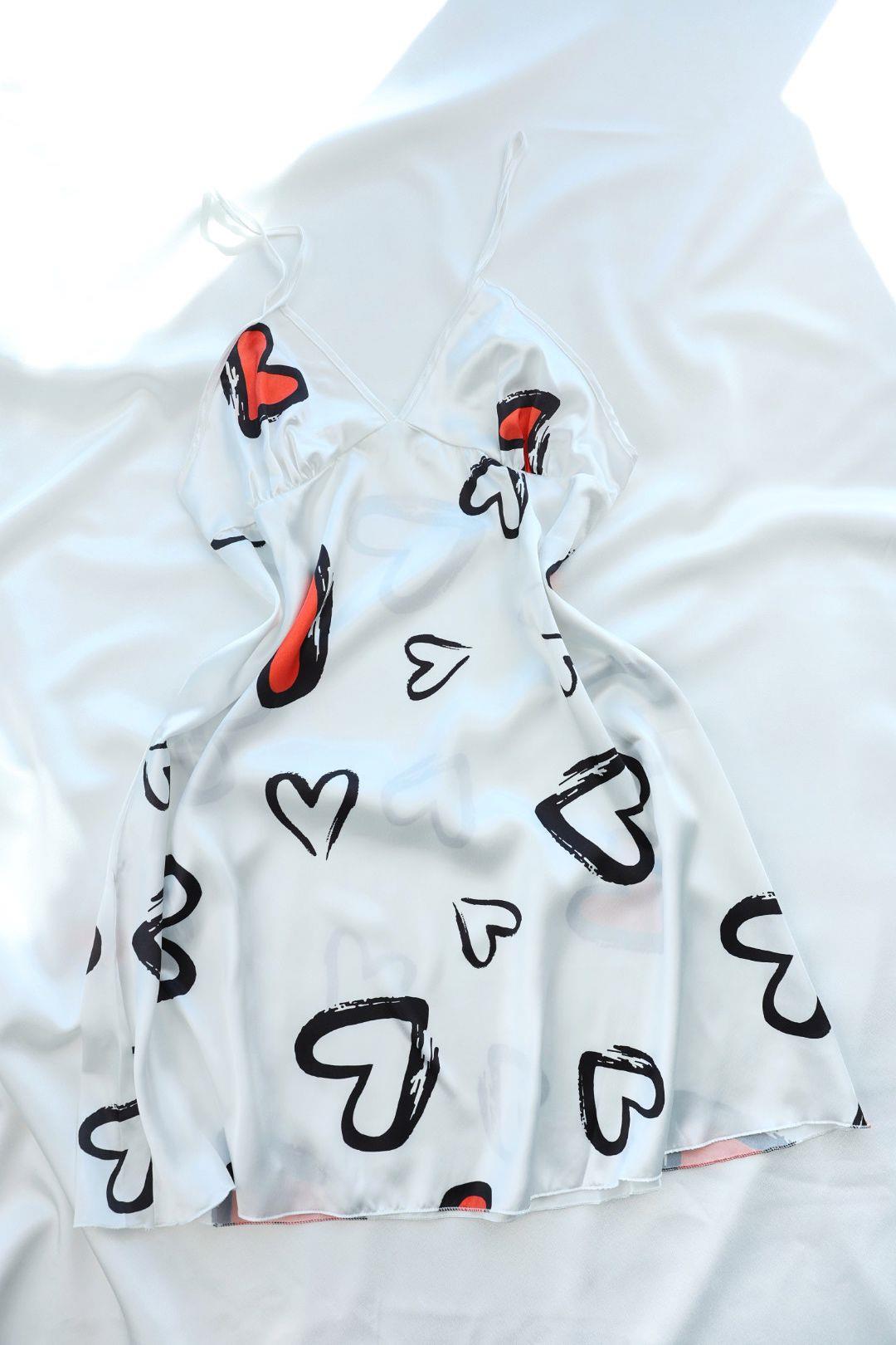 GecelikAskılı Desenli Saten Gecelik