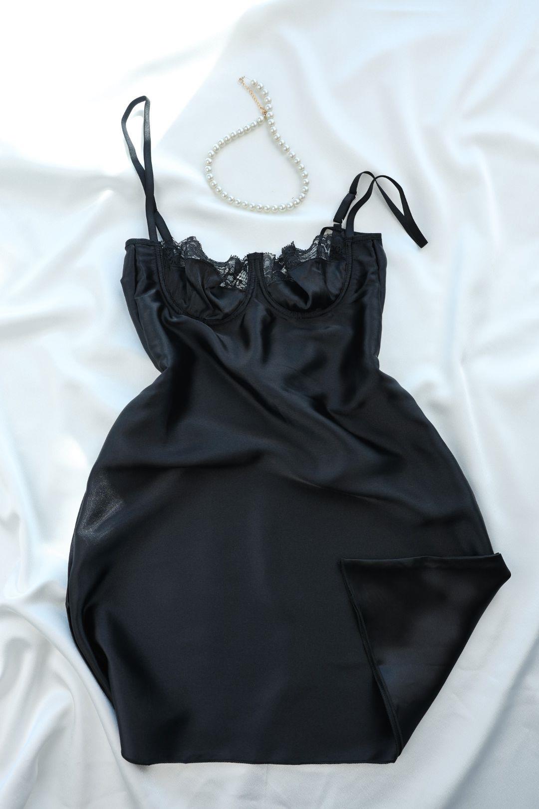 GecelikDantelli Balenli Saten Gecelik