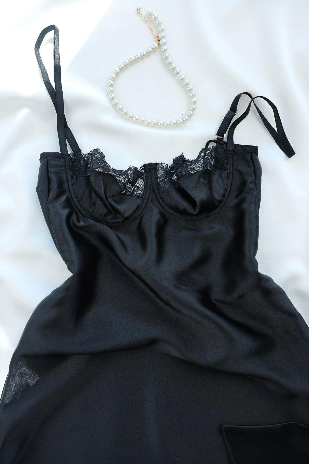 GecelikDantelli Balenli Saten Gecelik