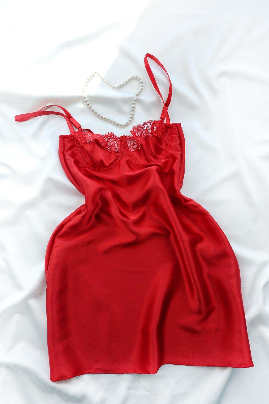 GecelikDantelli Balenli Saten Gecelik