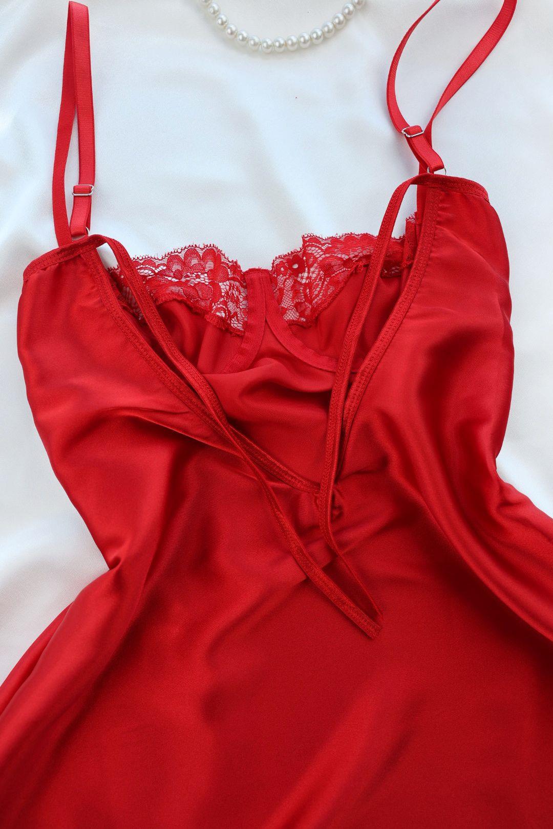 GecelikDantelli Balenli Saten Gecelik