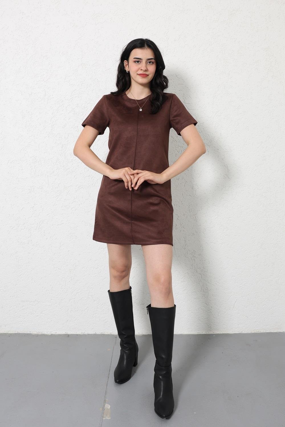 ElbiseKısa Kol Basic Süet Elbise