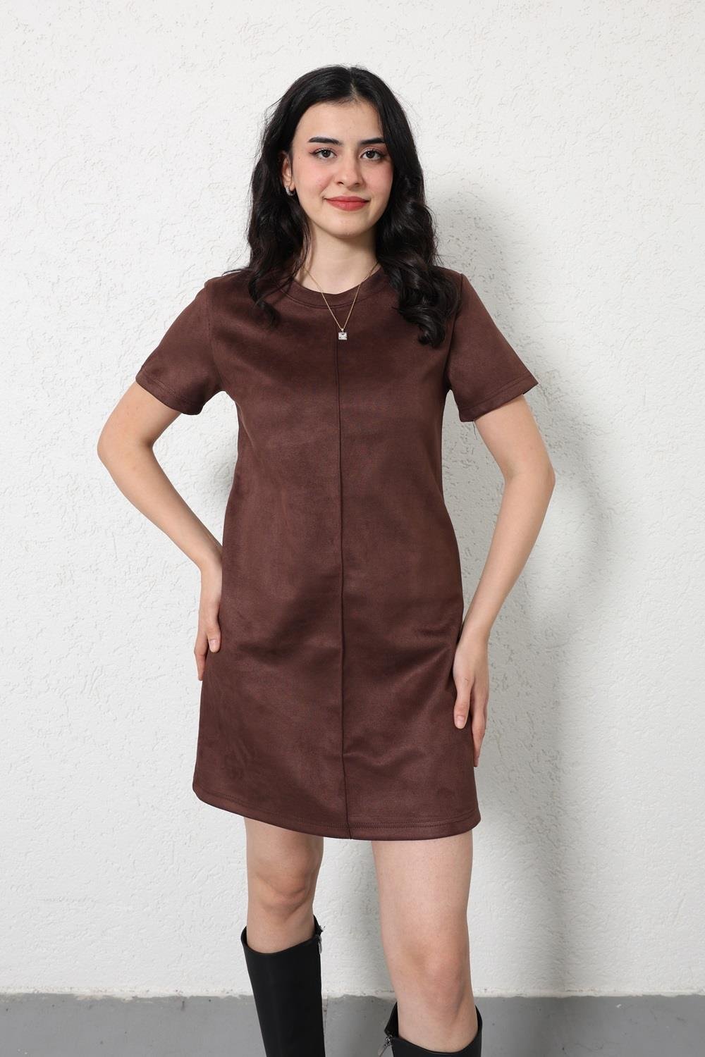 ElbiseKısa Kol Basic Süet Elbise