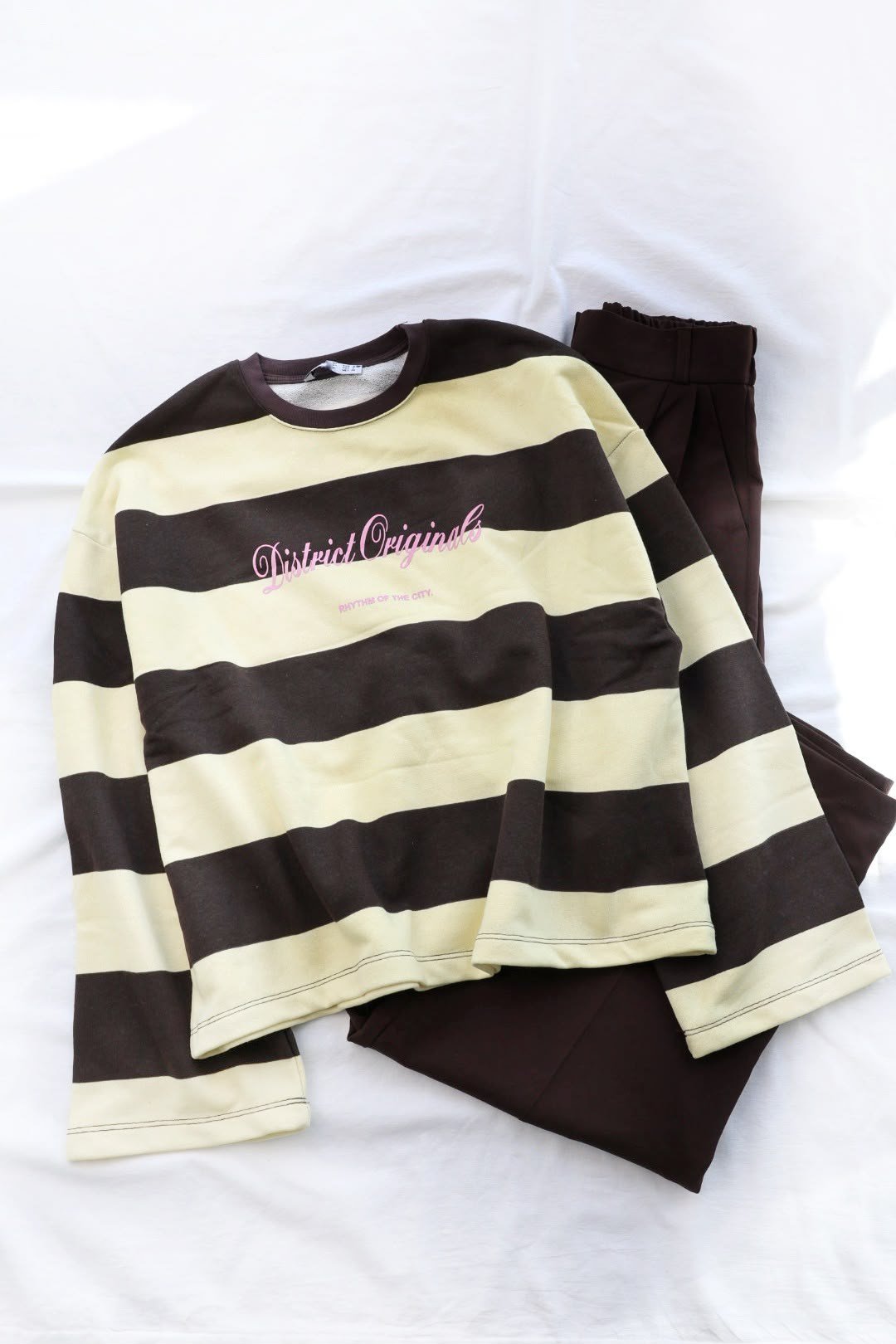 SweatBisiklet Yaka Çizgili 3iplik Baskılı Sweat