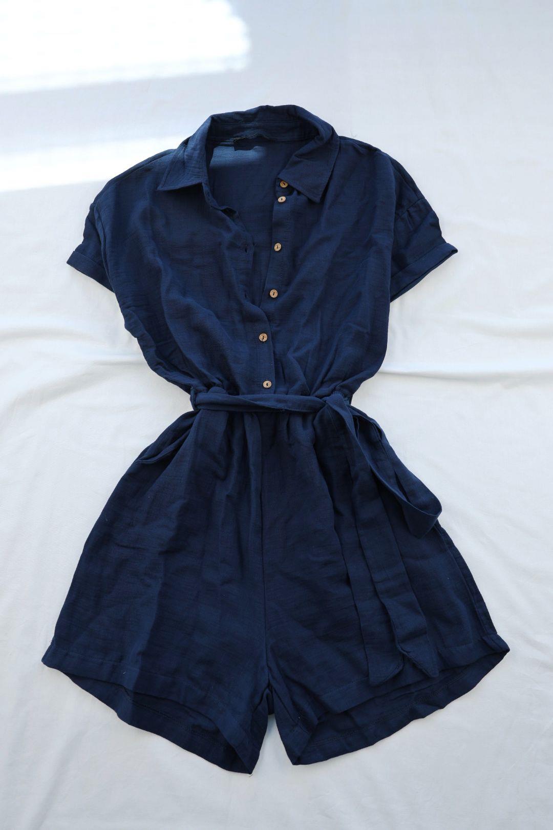 TulumBeli Lastikli Önü Düğmeli Tulum