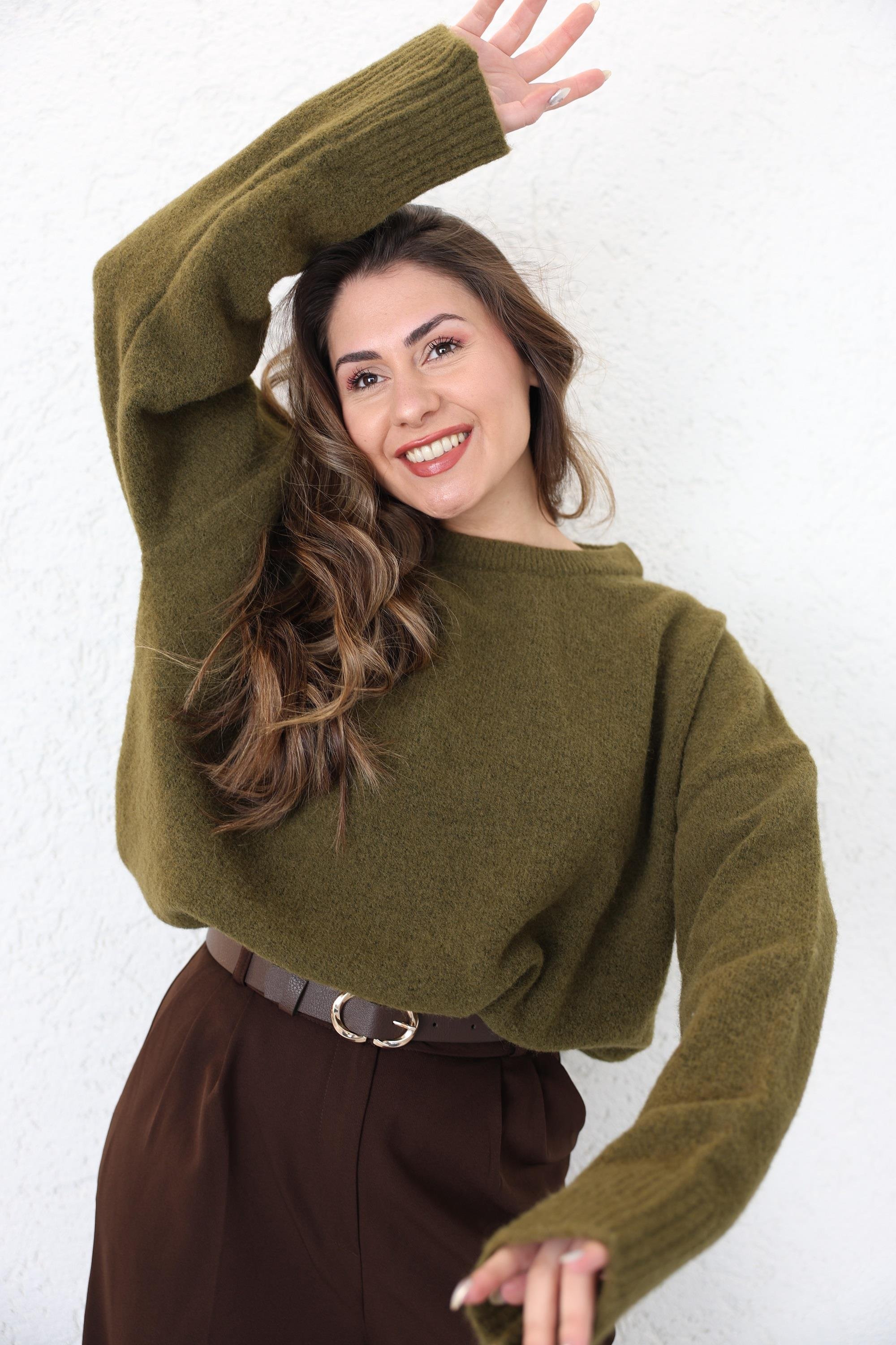 Triko/KazakBisiklet Yaka Salaş Triko Kazak