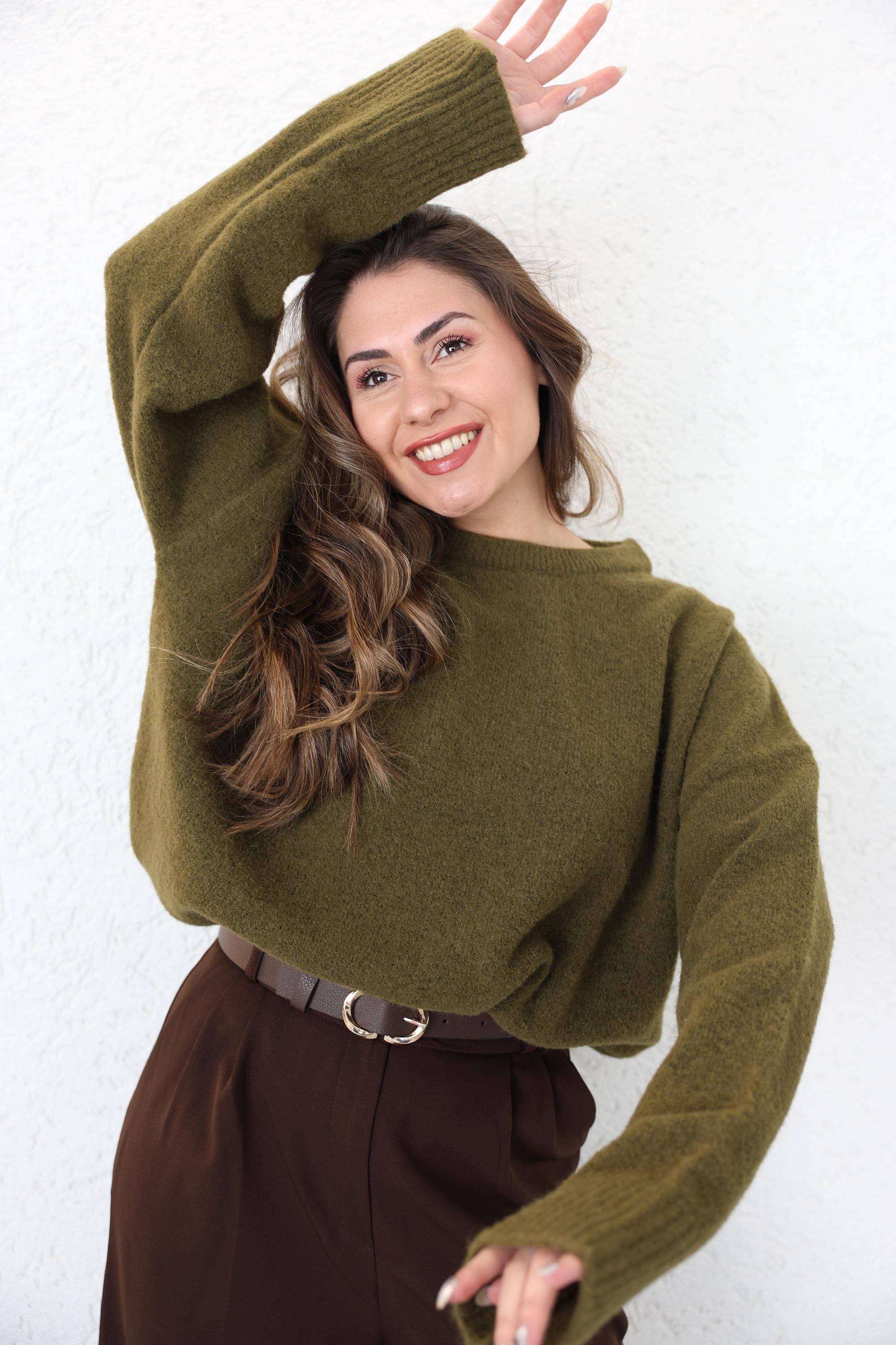 Triko/KazakBisiklet Yaka Salaş Triko Kazak