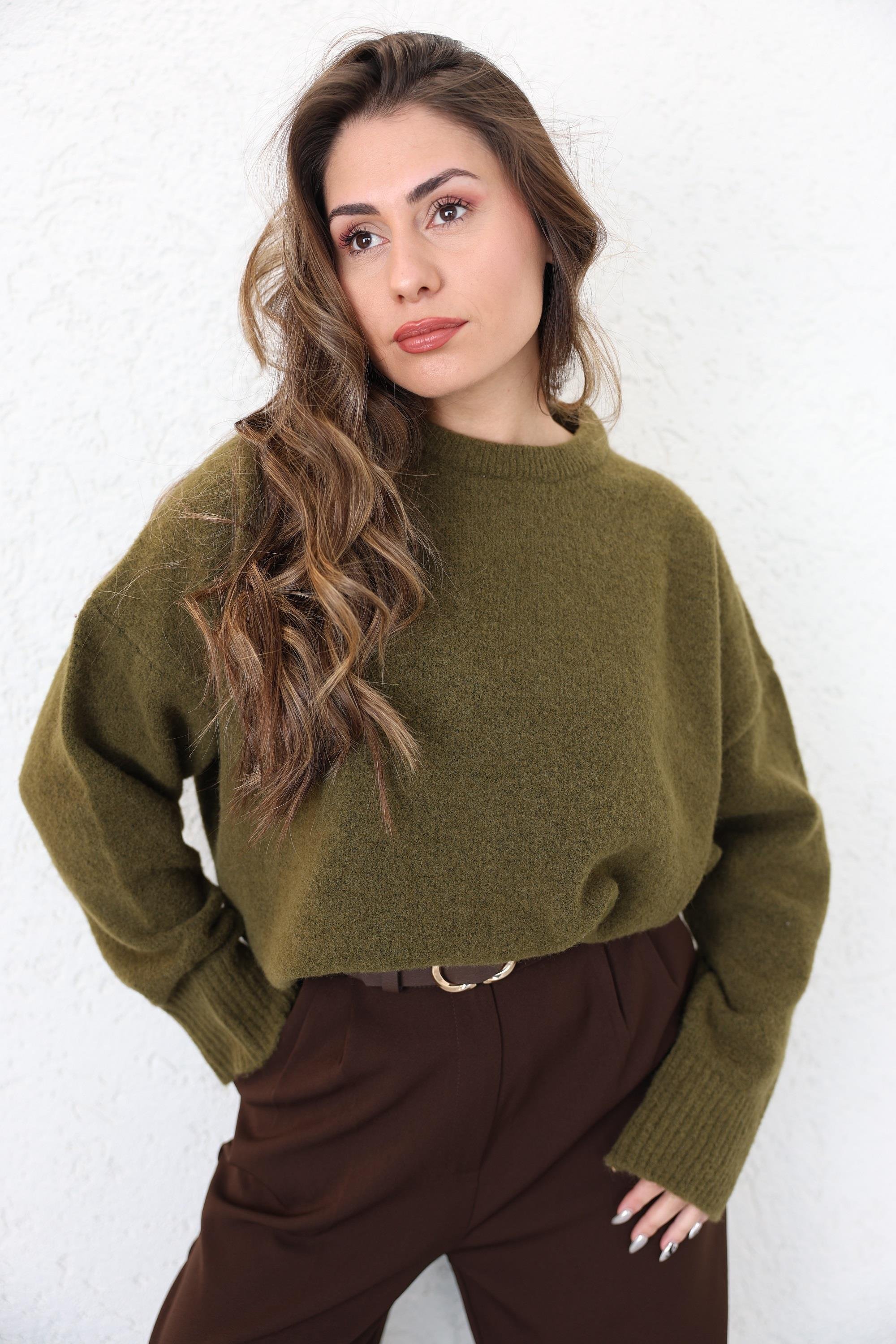 Triko/KazakBisiklet Yaka Salaş Triko Kazak