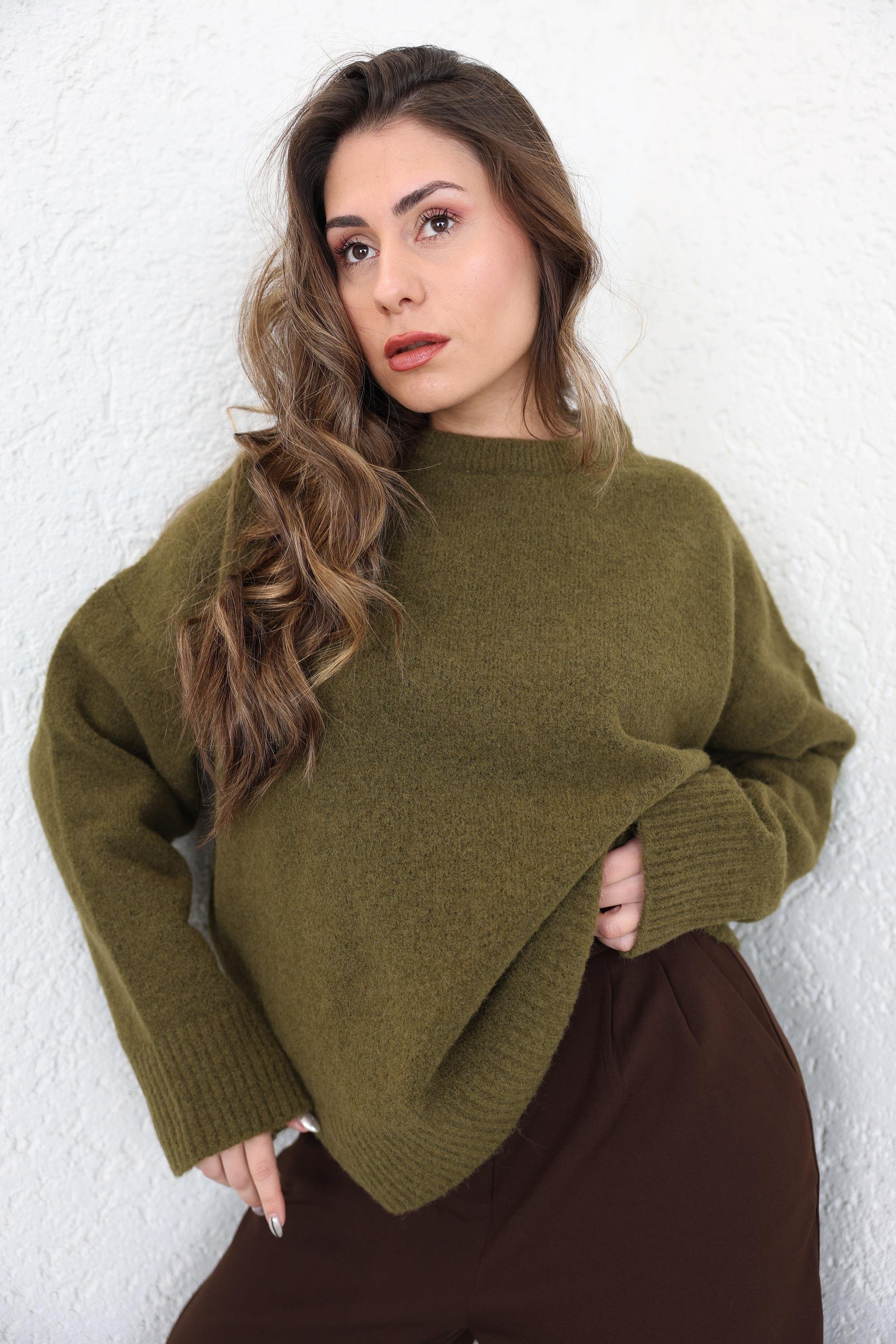 Triko/KazakBisiklet Yaka Salaş Triko Kazak