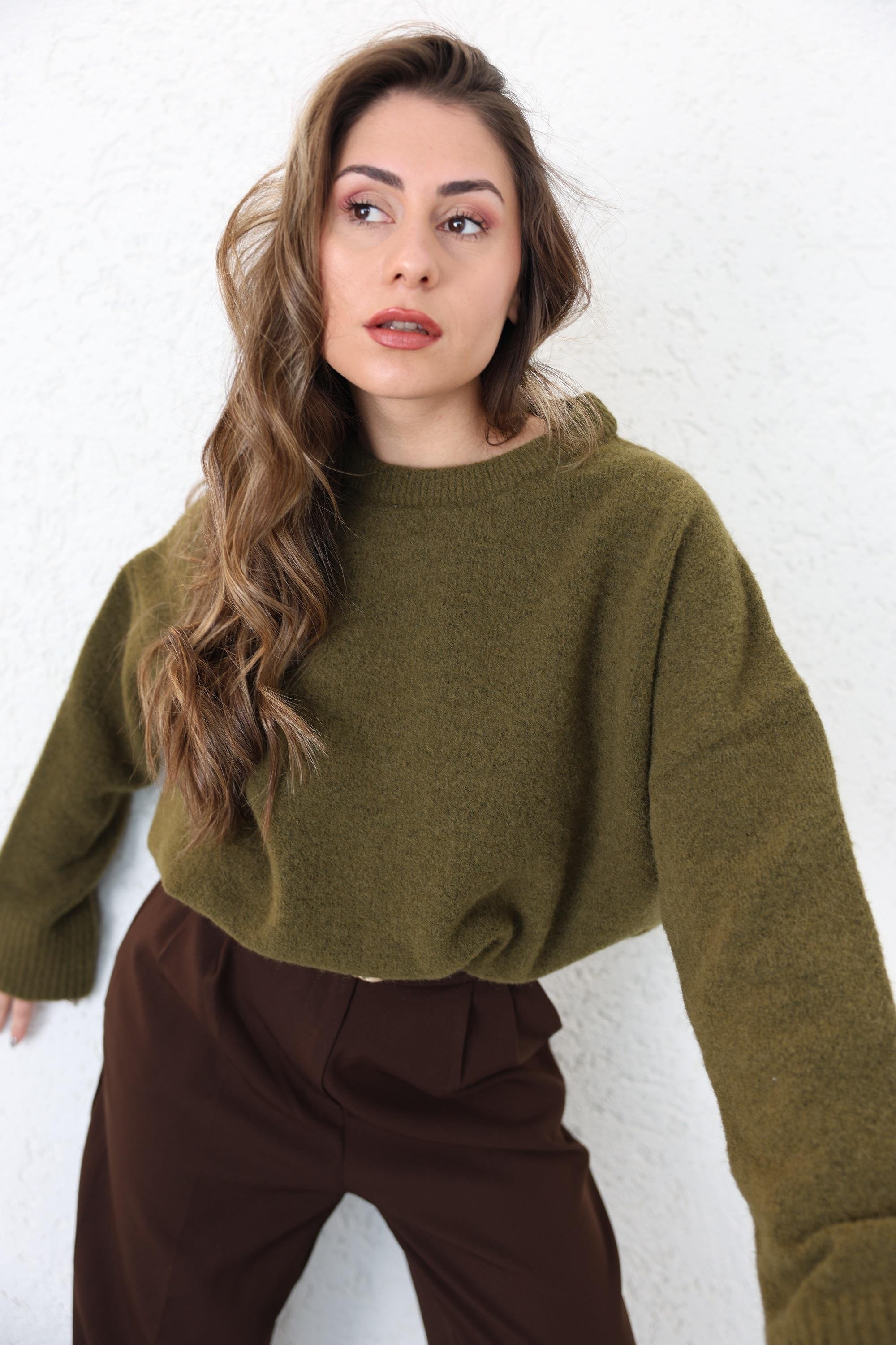 Triko/KazakBisiklet Yaka Salaş Triko Kazak