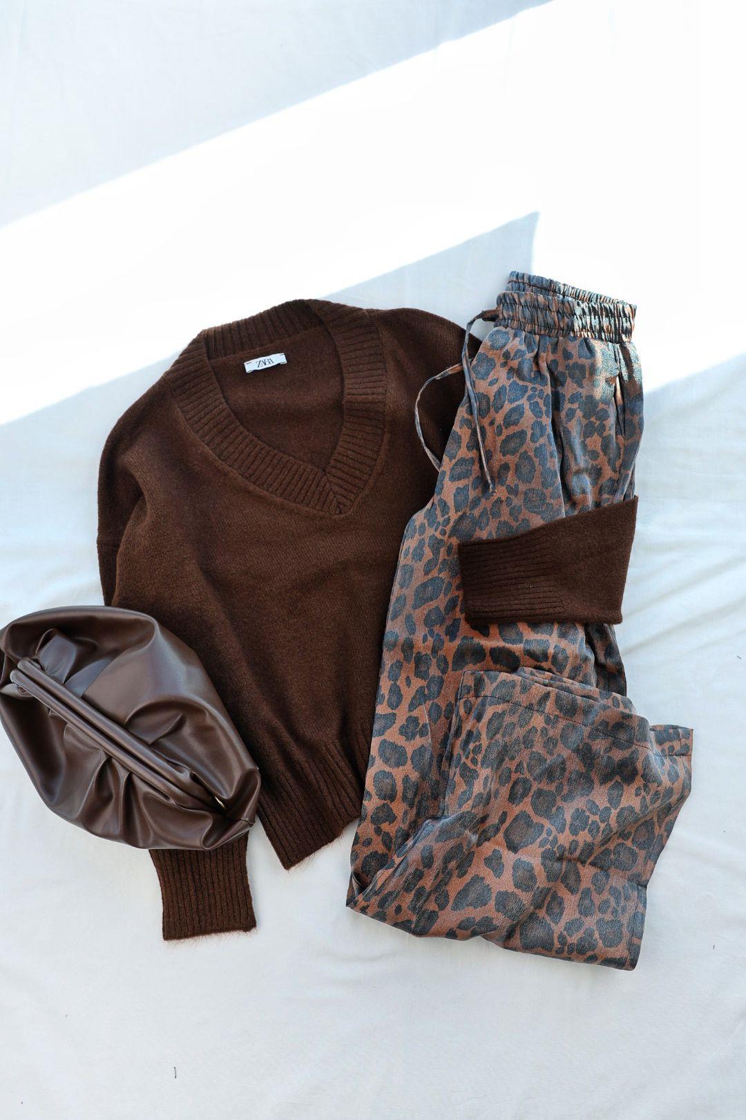 PantolonKaplamalı Bol Paça Pantolon