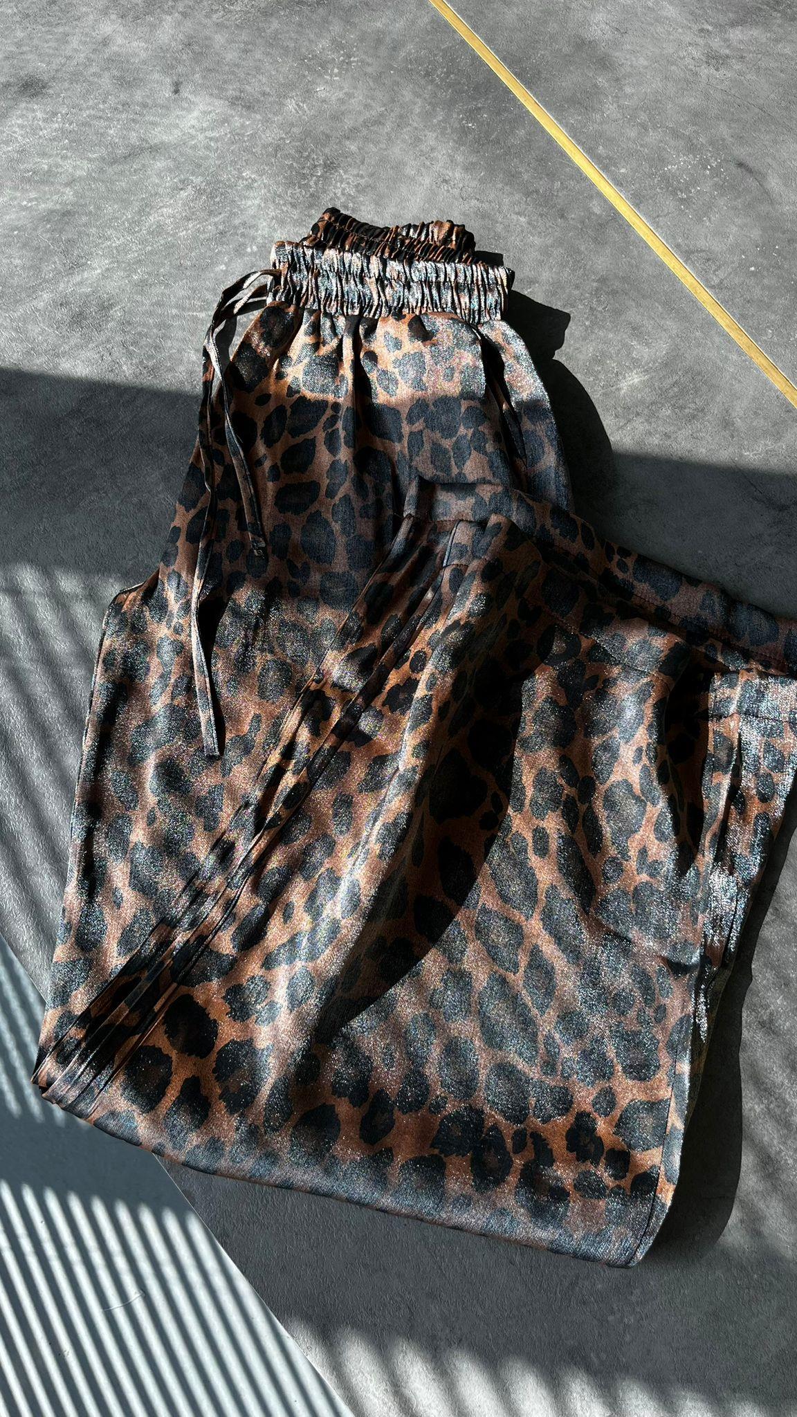 PantolonKaplamalı Bol Paça Pantolon