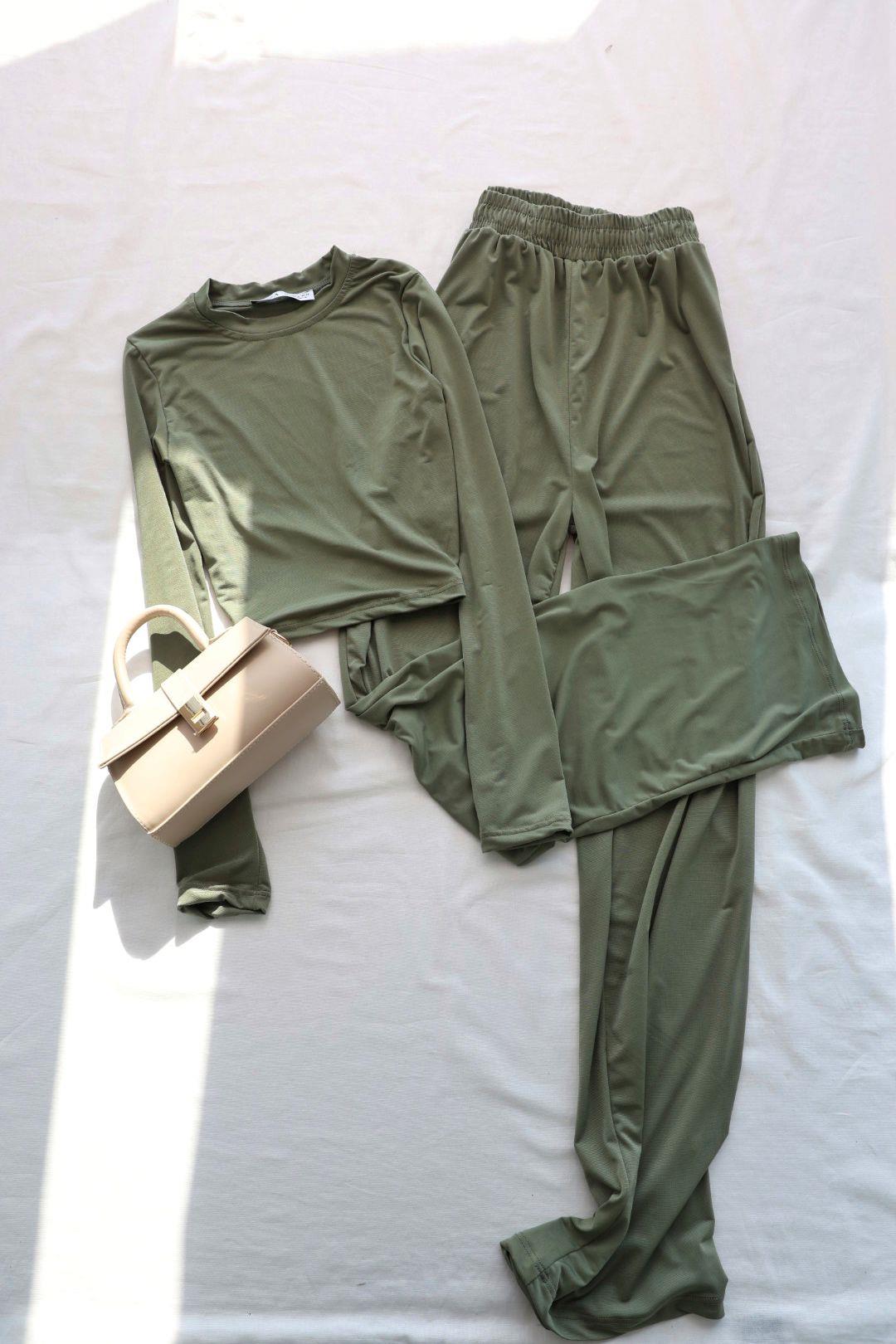 Pantolon TakımBisiklet Yaka Plazzo Pantolon Takım