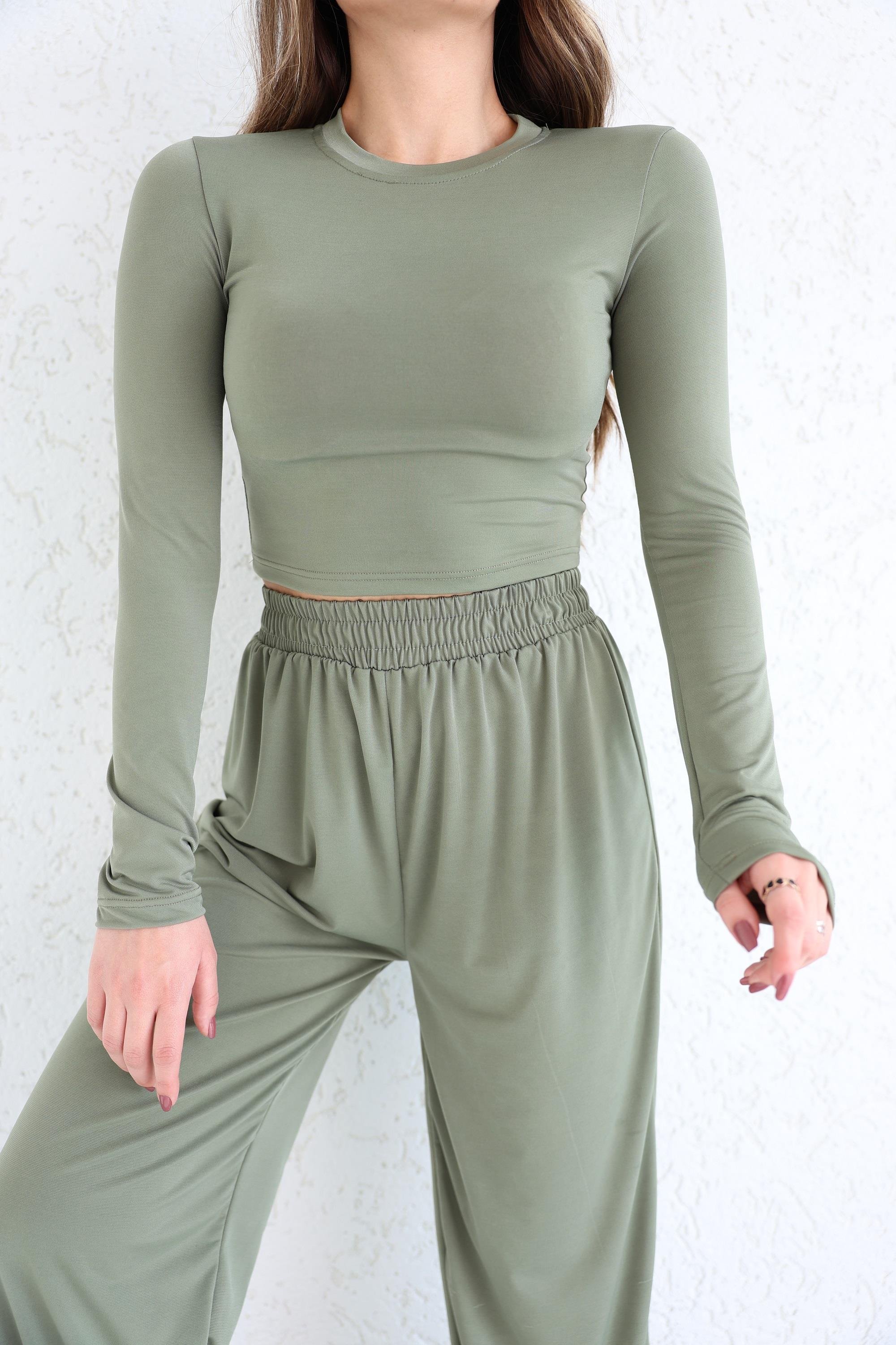 Pantolon TakımBisiklet Yaka Plazzo Pantolon Takım