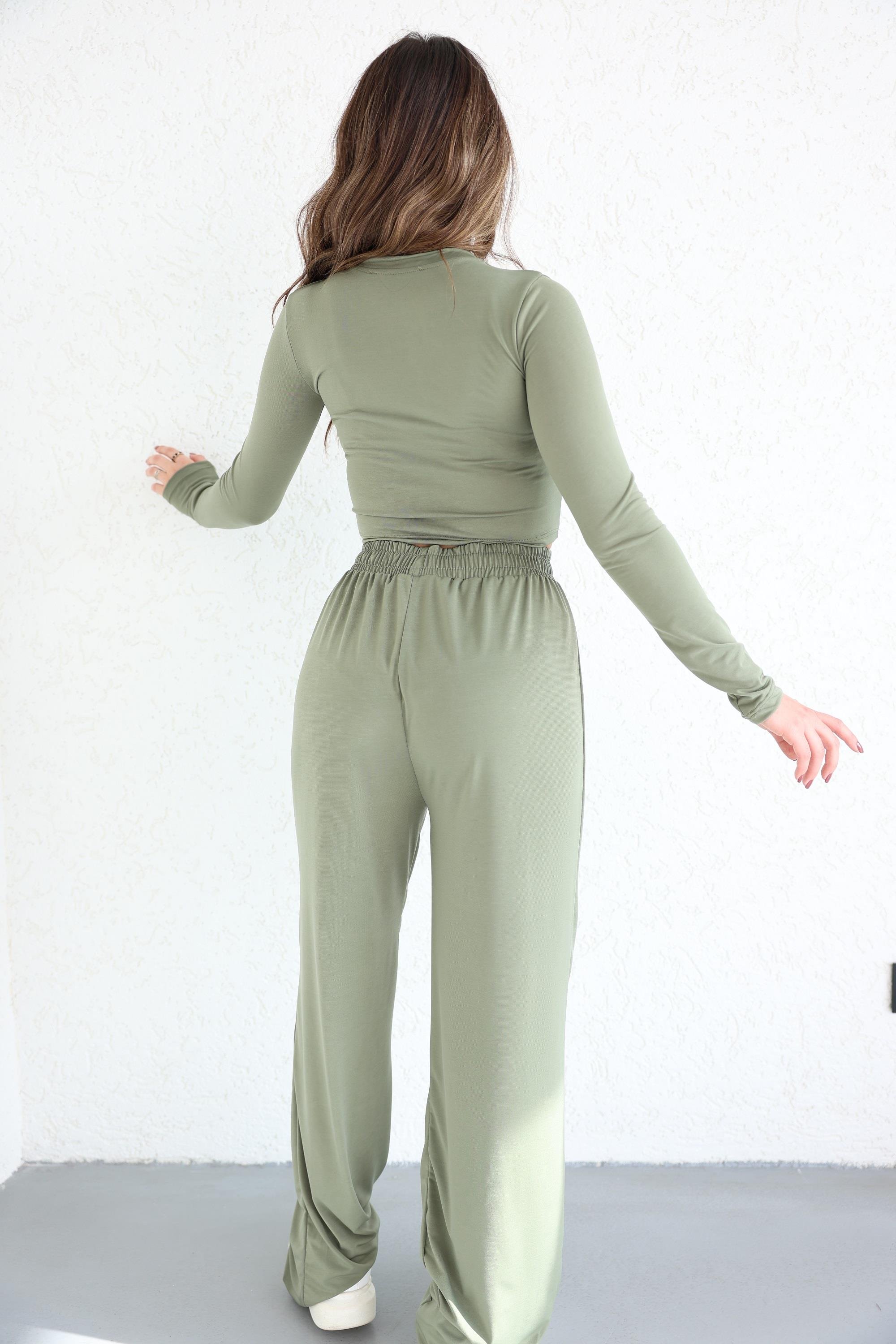 Pantolon TakımBisiklet Yaka Plazzo Pantolon Takım